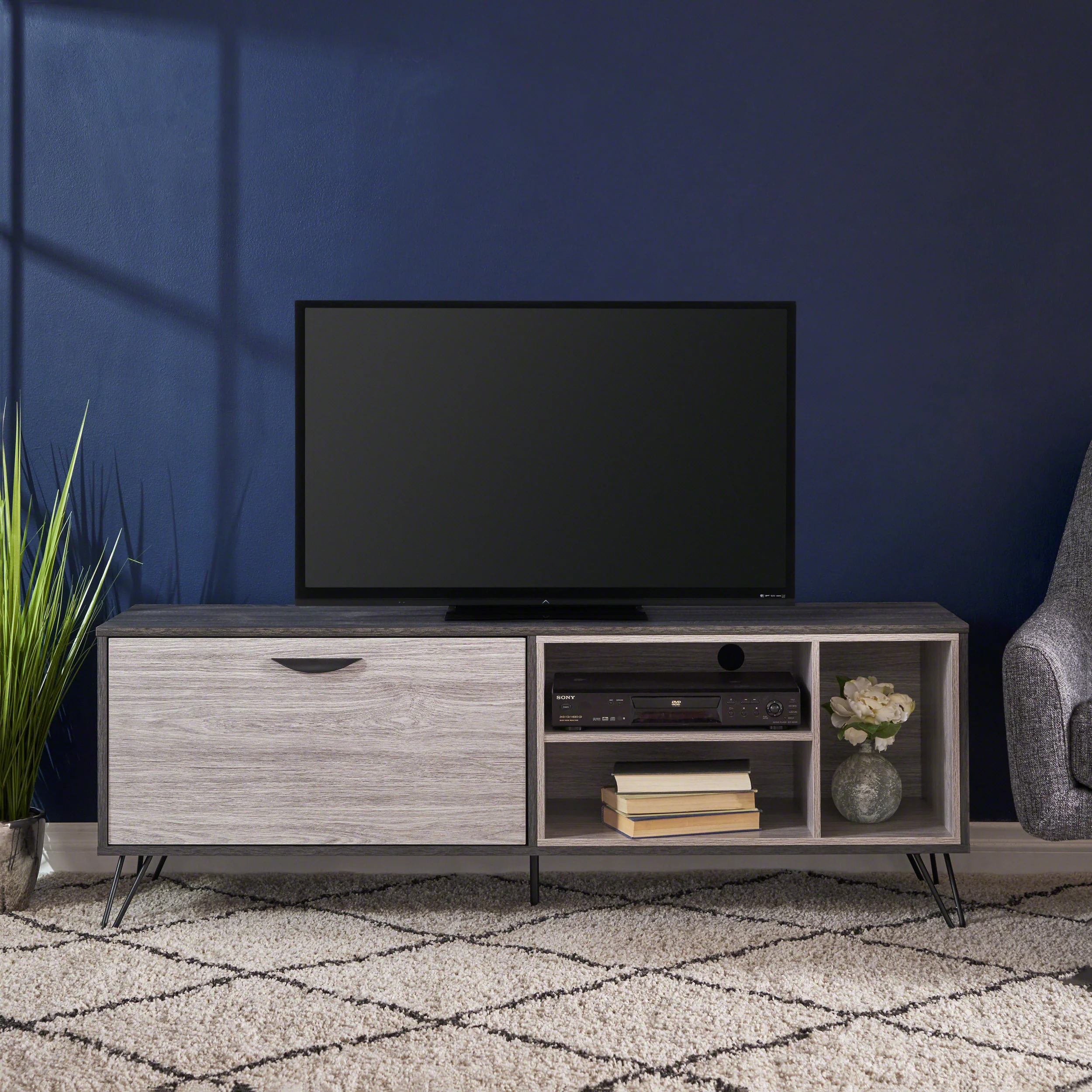 Vivian Mid Century Modern Cabinet & Shelves TV Stand - furnishings
