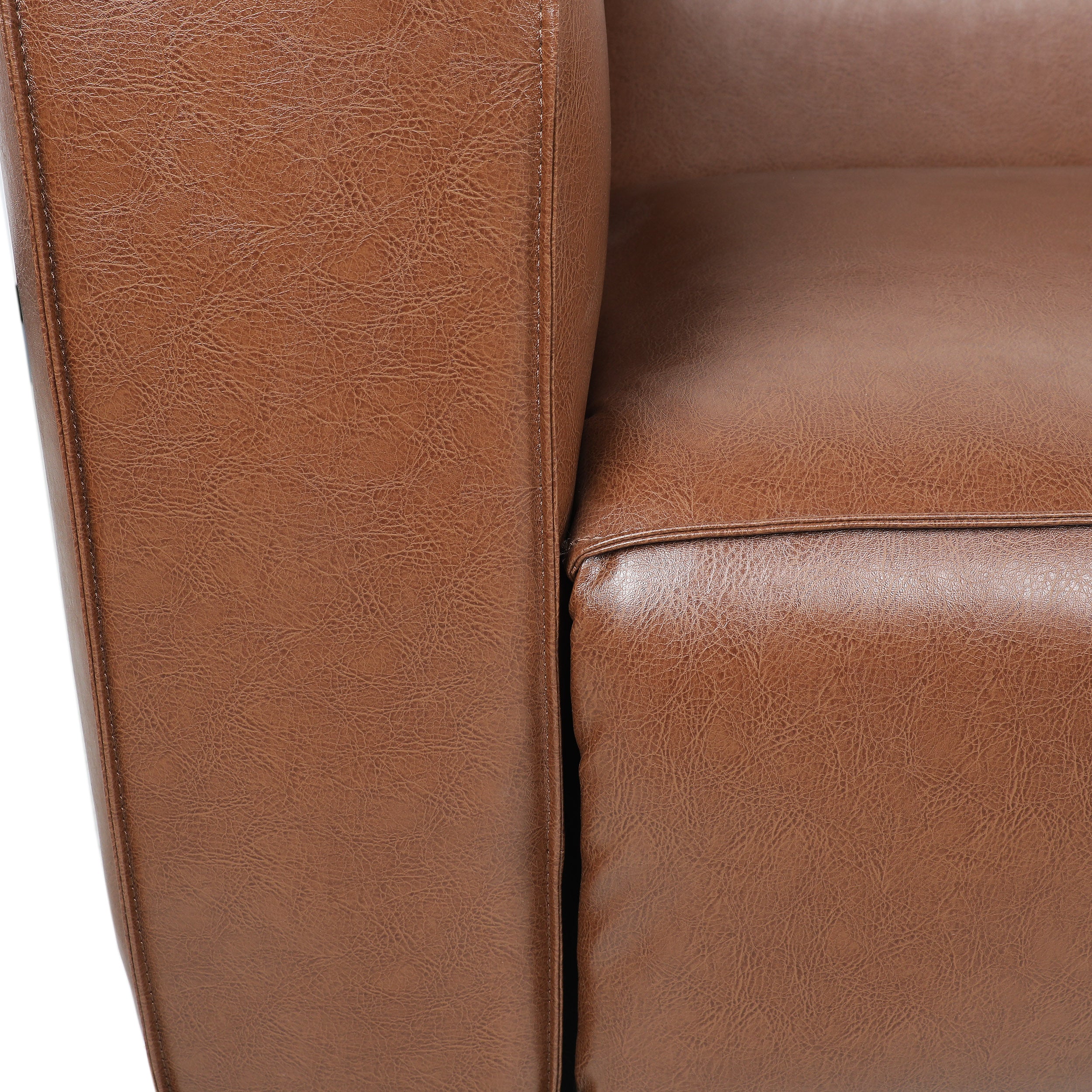 Minkler Contemporary Faux Leather 3 Seater Sofa with Chaise Lounge - furnishings
