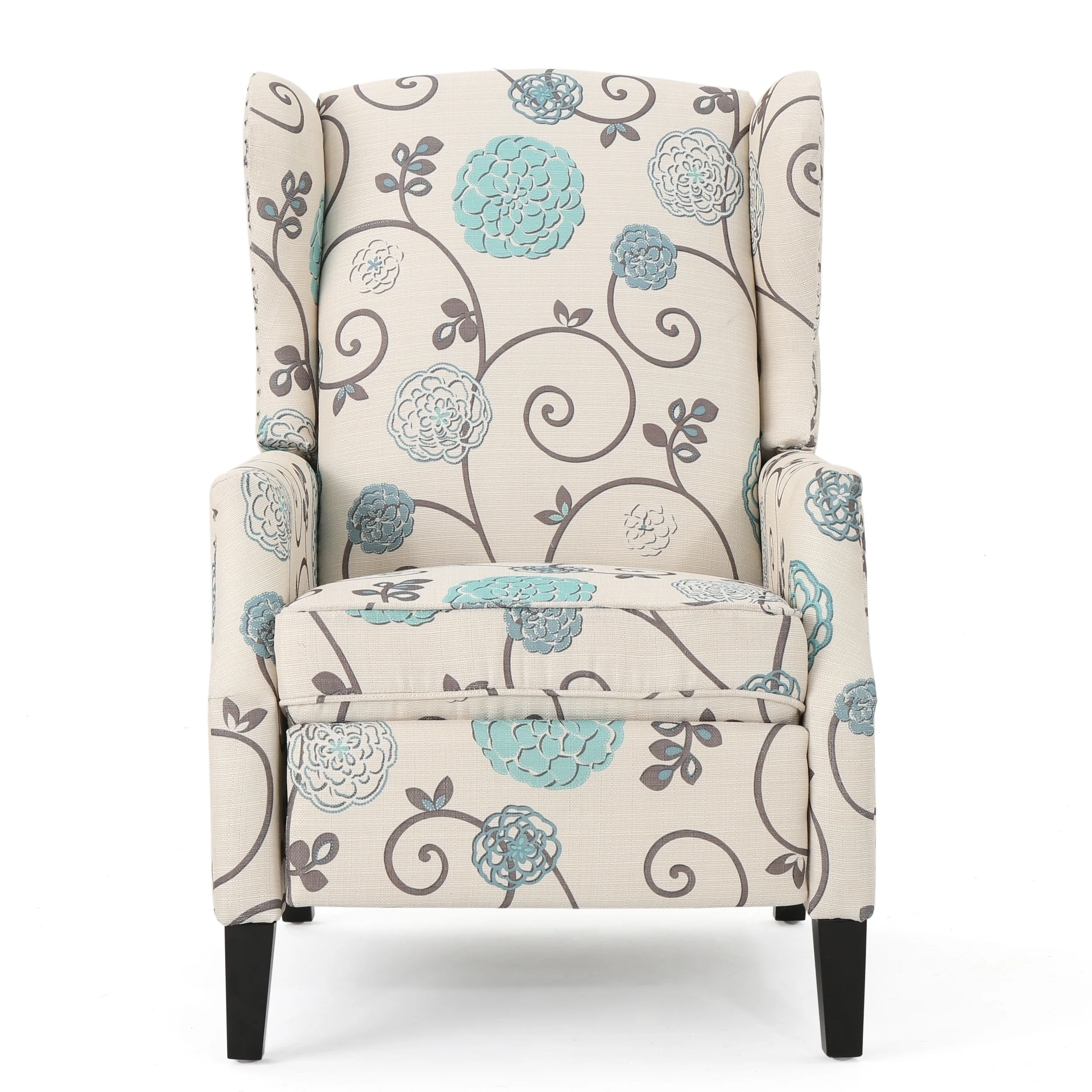 Weyland Floral Fabric Wingback Recliner - furnishings