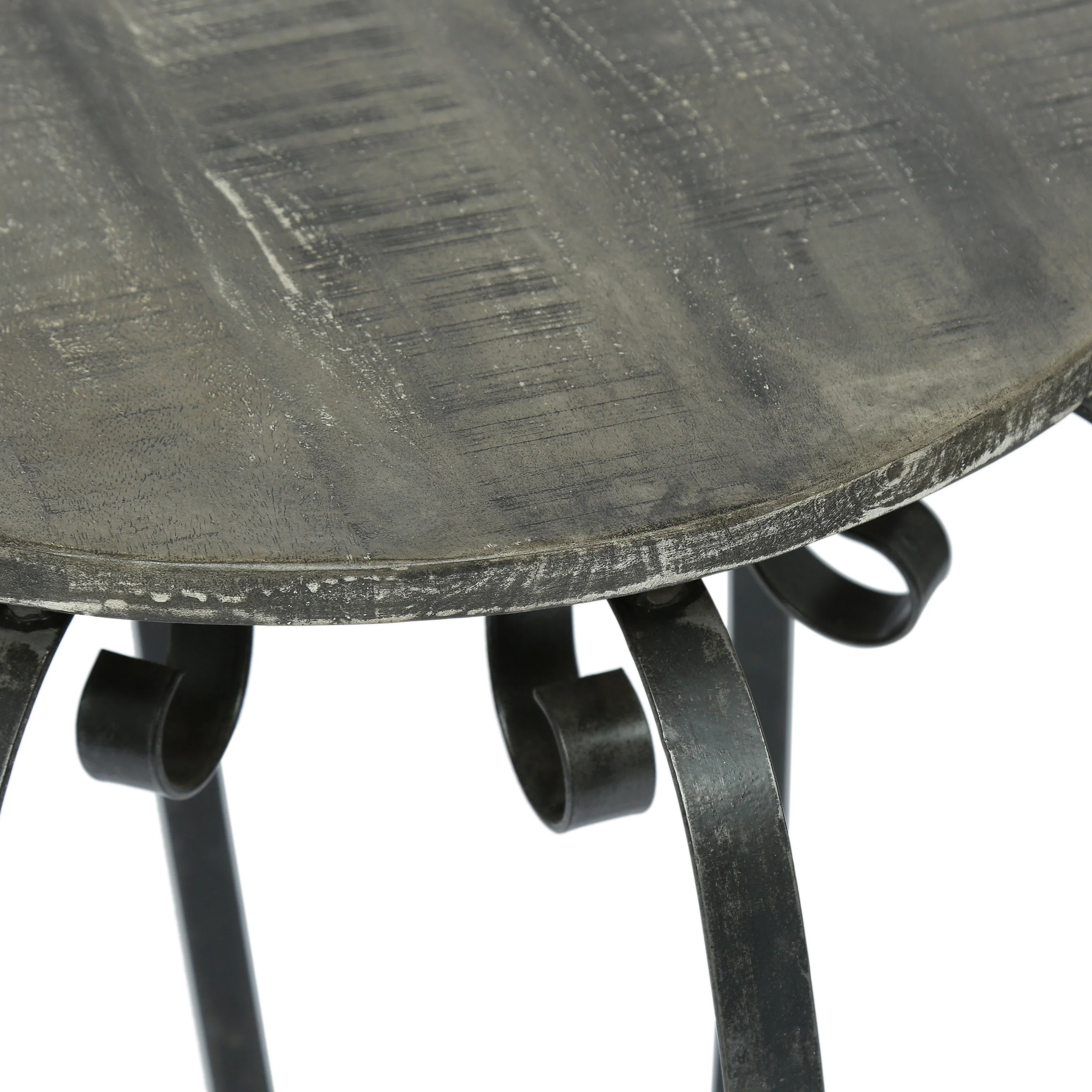 Camba Modern Industrial Handcrafted Mango Wood Side Table, Gray and Black - furnishings
