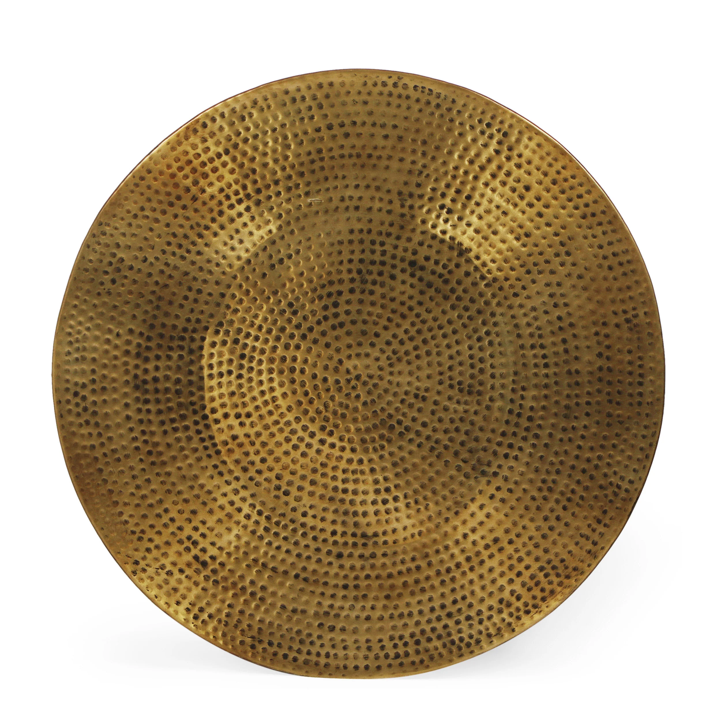 Kenwood Modern Handcrafted Aluminum Drum Coffee Table, Aged Brass - furnishings