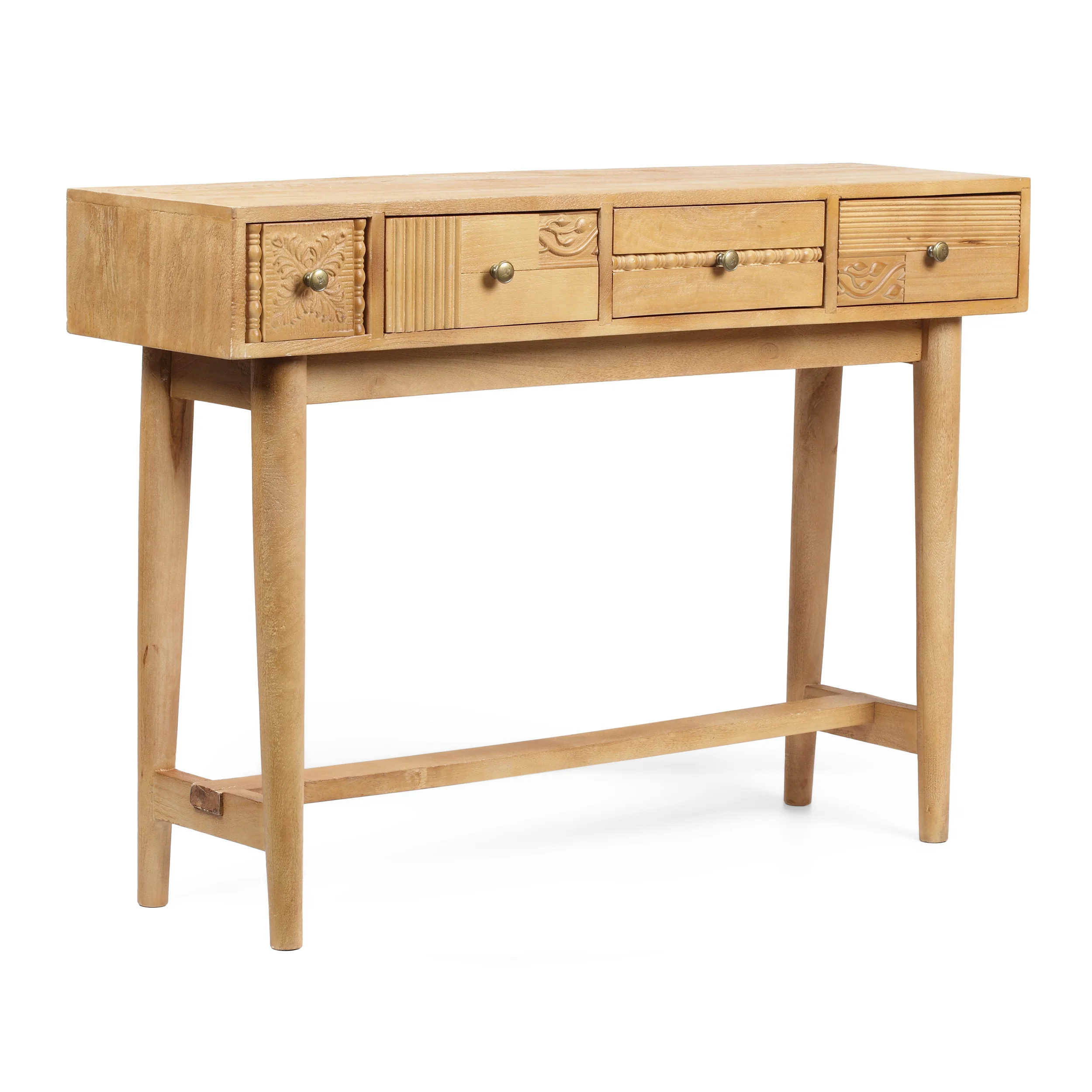 Lithonia Warthen Boho Handcrafted 4 Drawer Console Table, Natural - furnishings