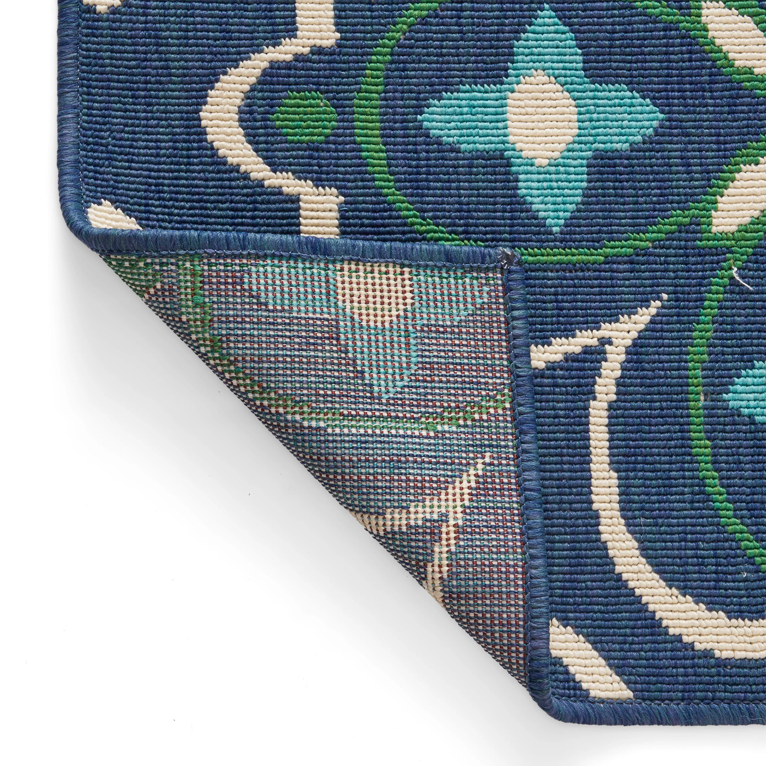 Tina Outdoor Medallion Area Rug, Blue and Green - furnishings