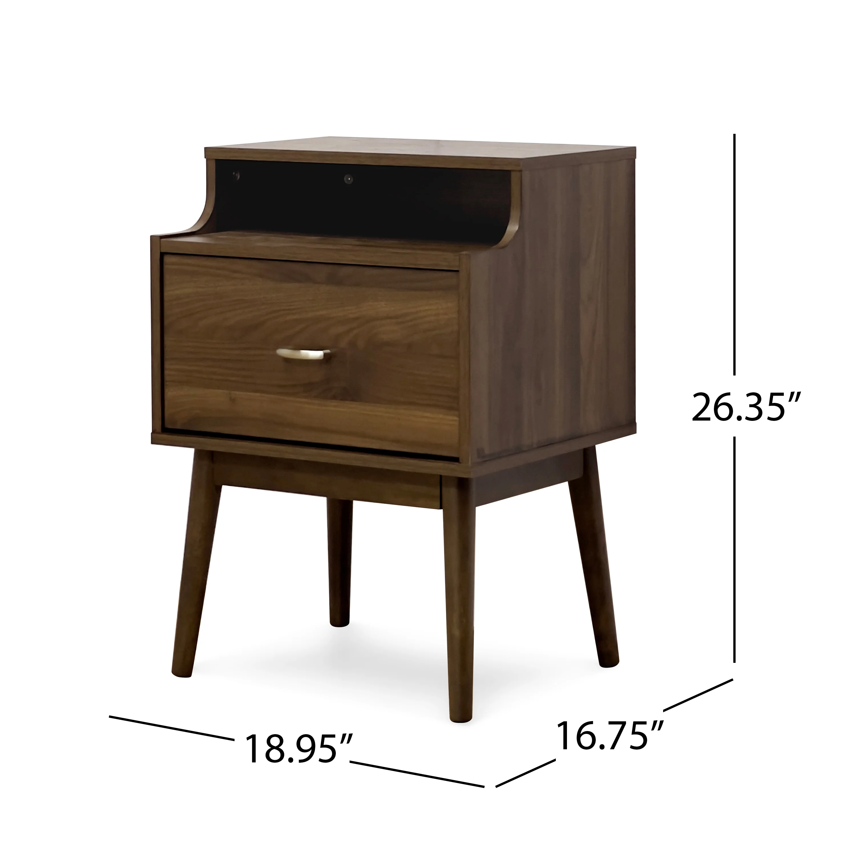 Wilbur Mid Century Modern Wooden Nightstand - furnishings