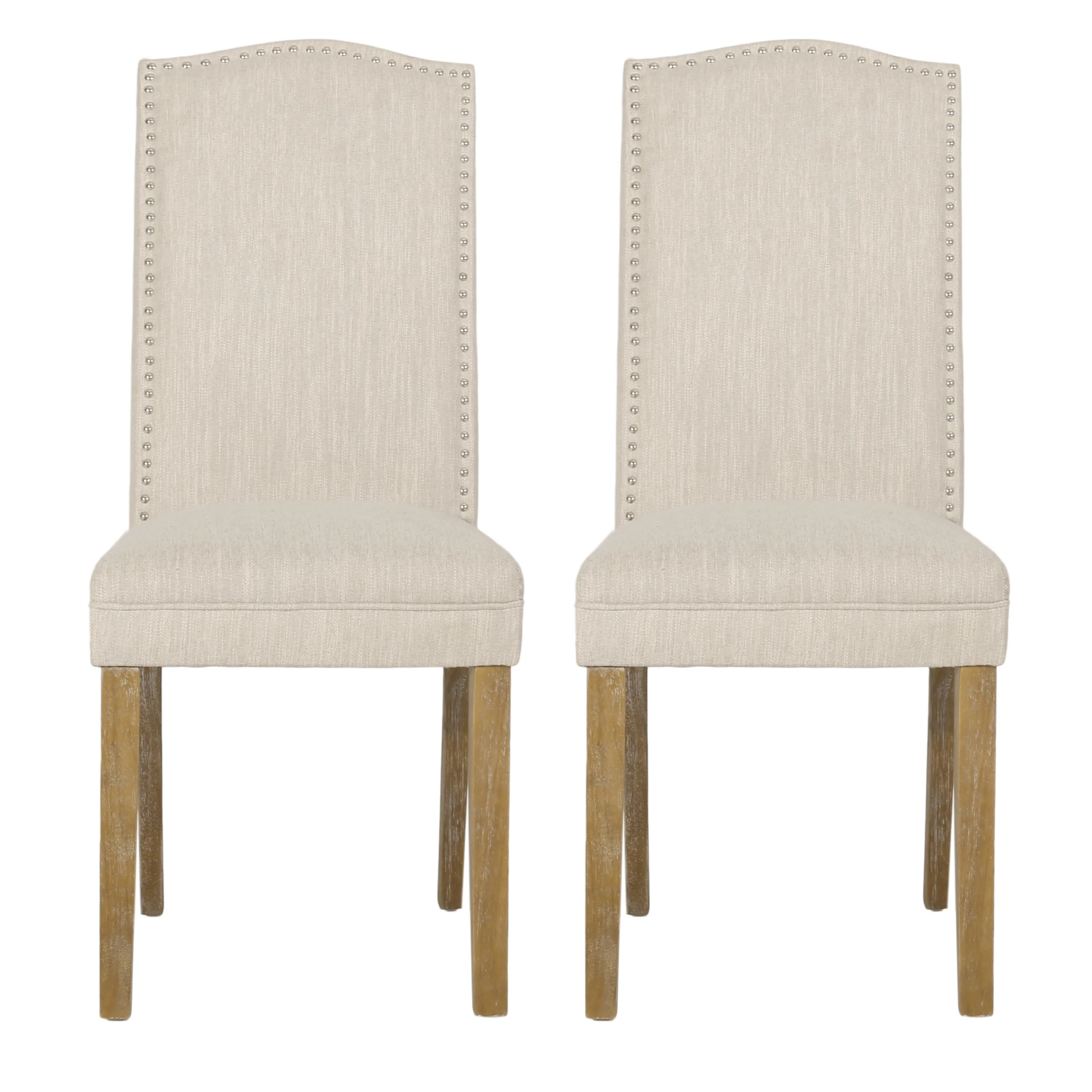 Geromin Contemporary Fabric Dining Chairs with Nailhead Trim, Set of 2 - furnishings