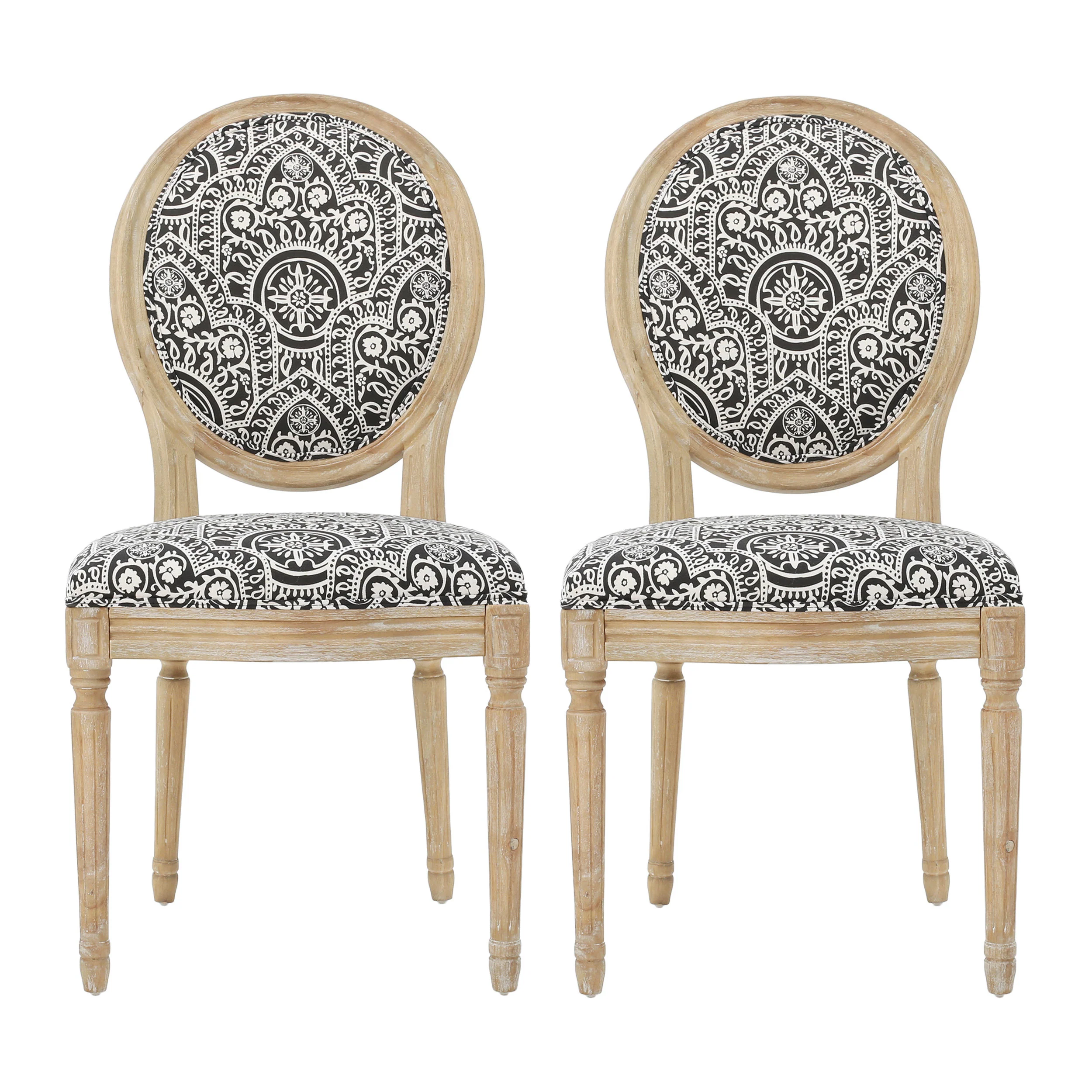 Phinnaeus French Country Fabric Dining Chairs (Set of 2) - furnishings