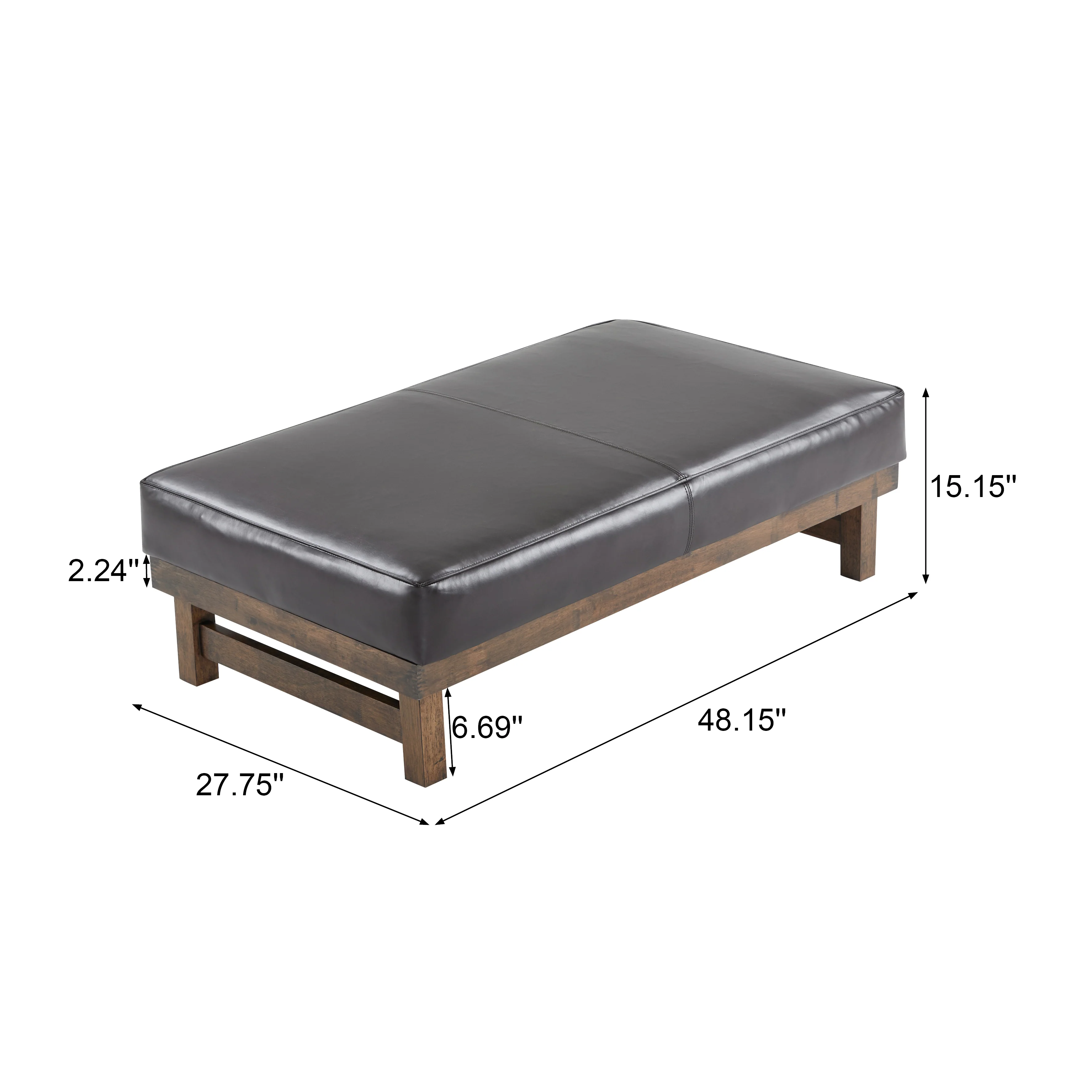 Temzyl temzyl Modern PU Cocktail Ottoman with Wood Frame - furnishings