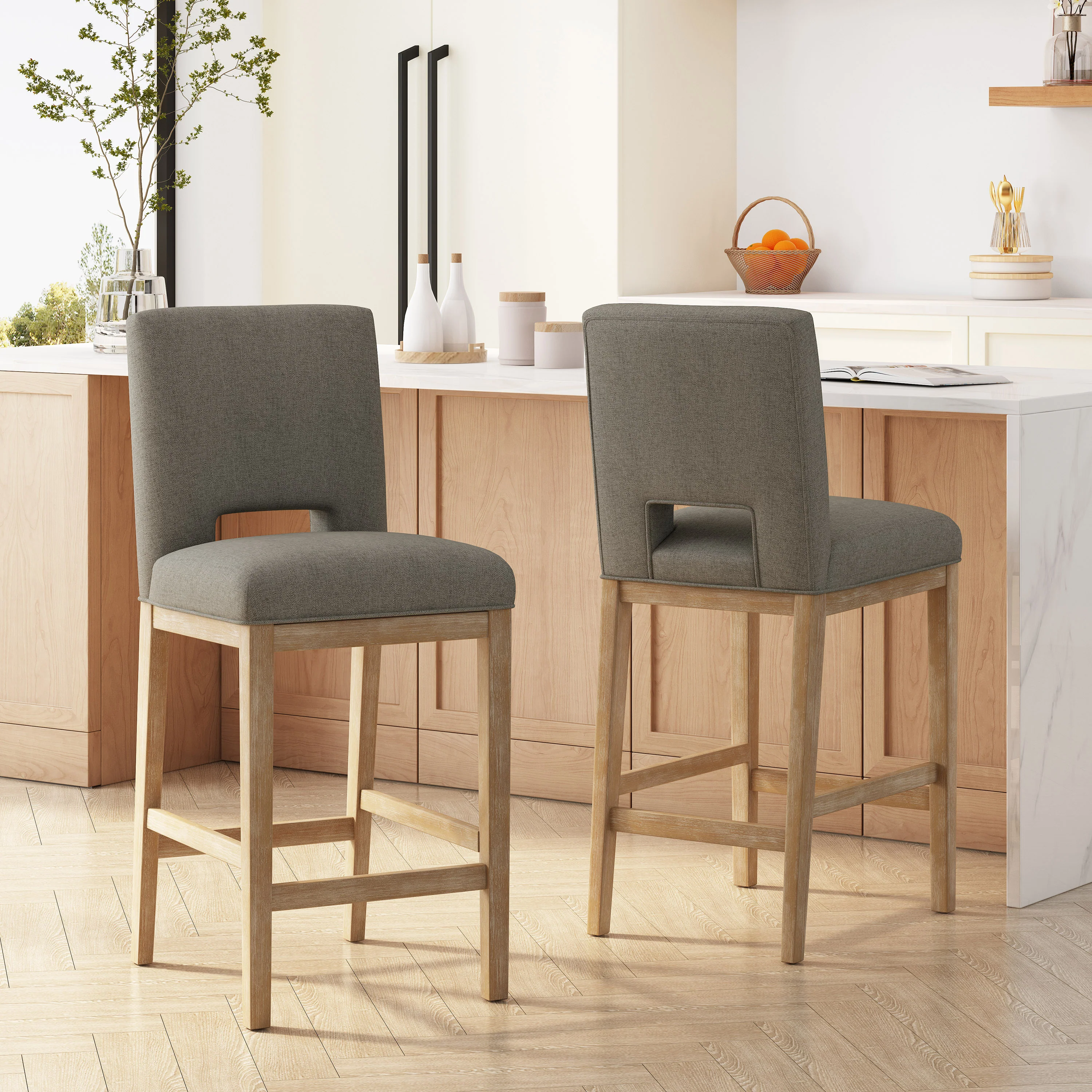 Kiara Contemporary Fabric Upholstered 31 Inch Barstools (Set of 2) - furnishings