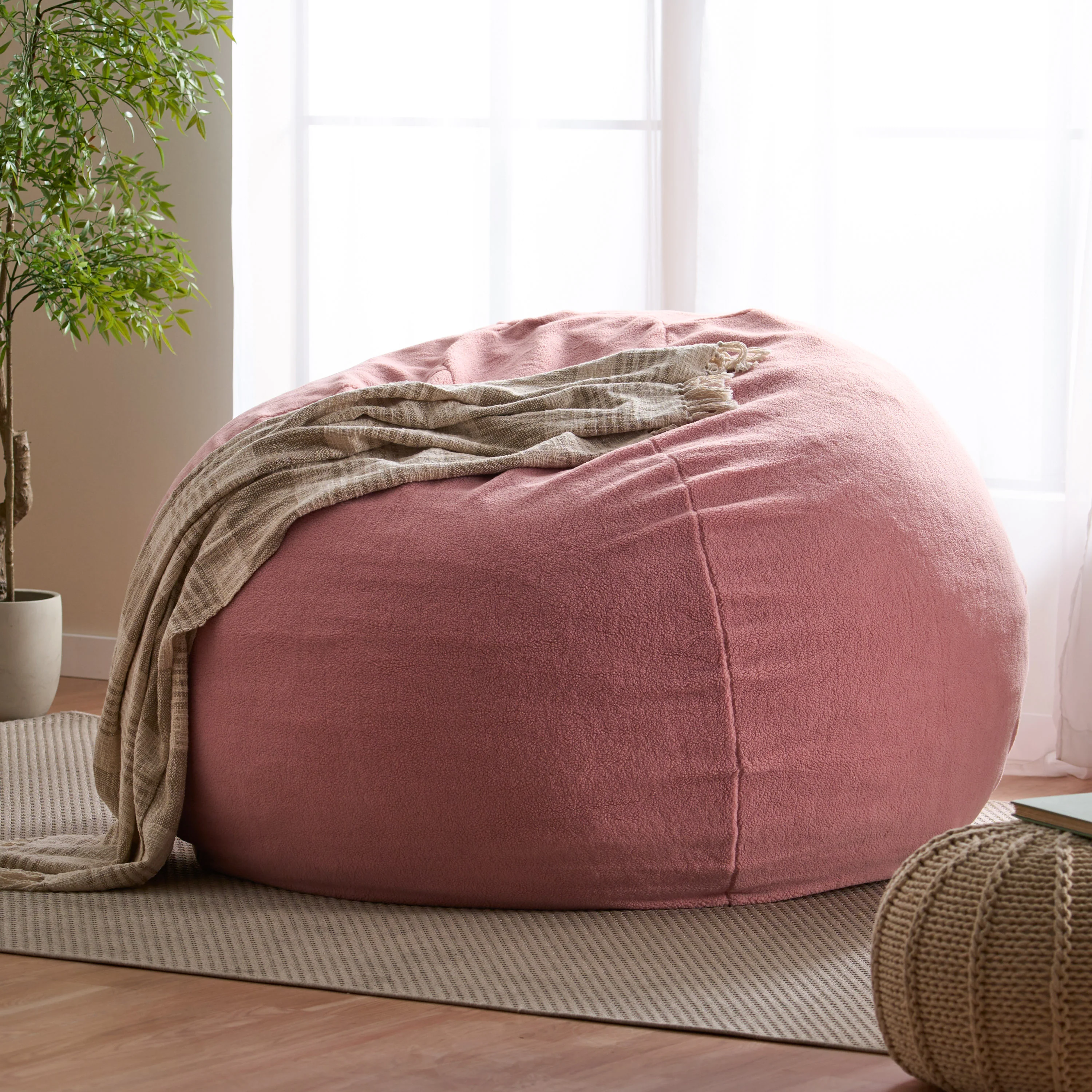 Achille Modern Shearling 5 Foot Bean Bag - furnishings