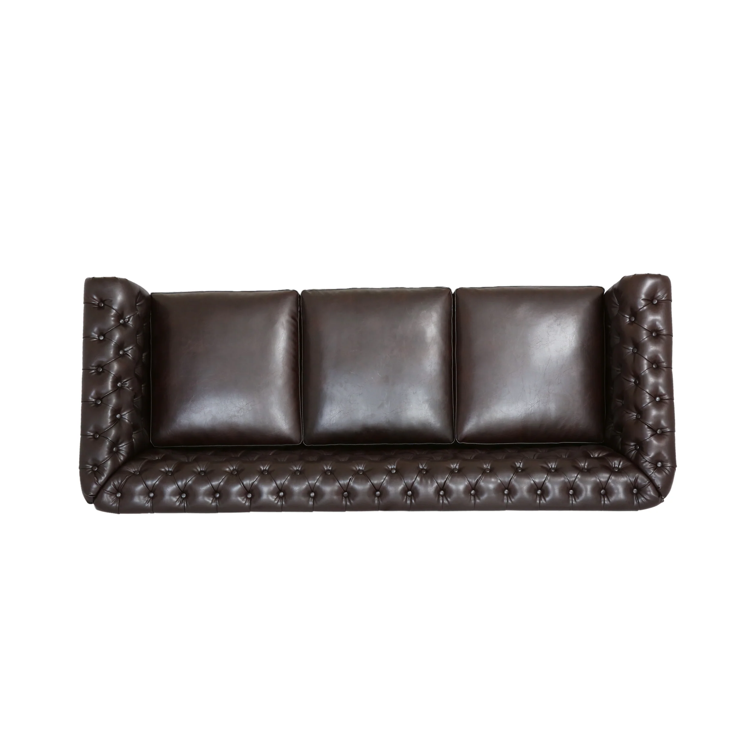 Vita Chesterfield Tufted Leather Sofa with Scroll Arms - furnishings