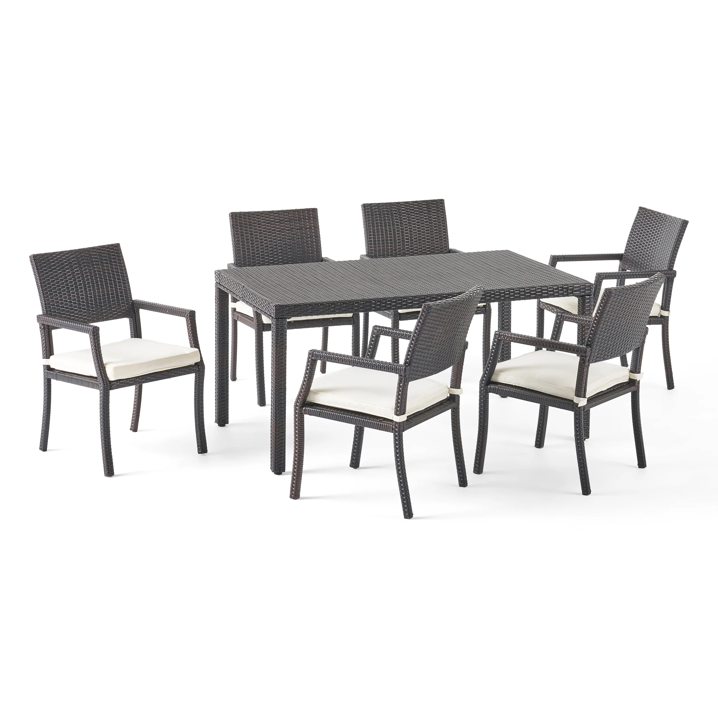 Edene Outdoor 7-piece Wicker Rectangular Dining Set - furnishings