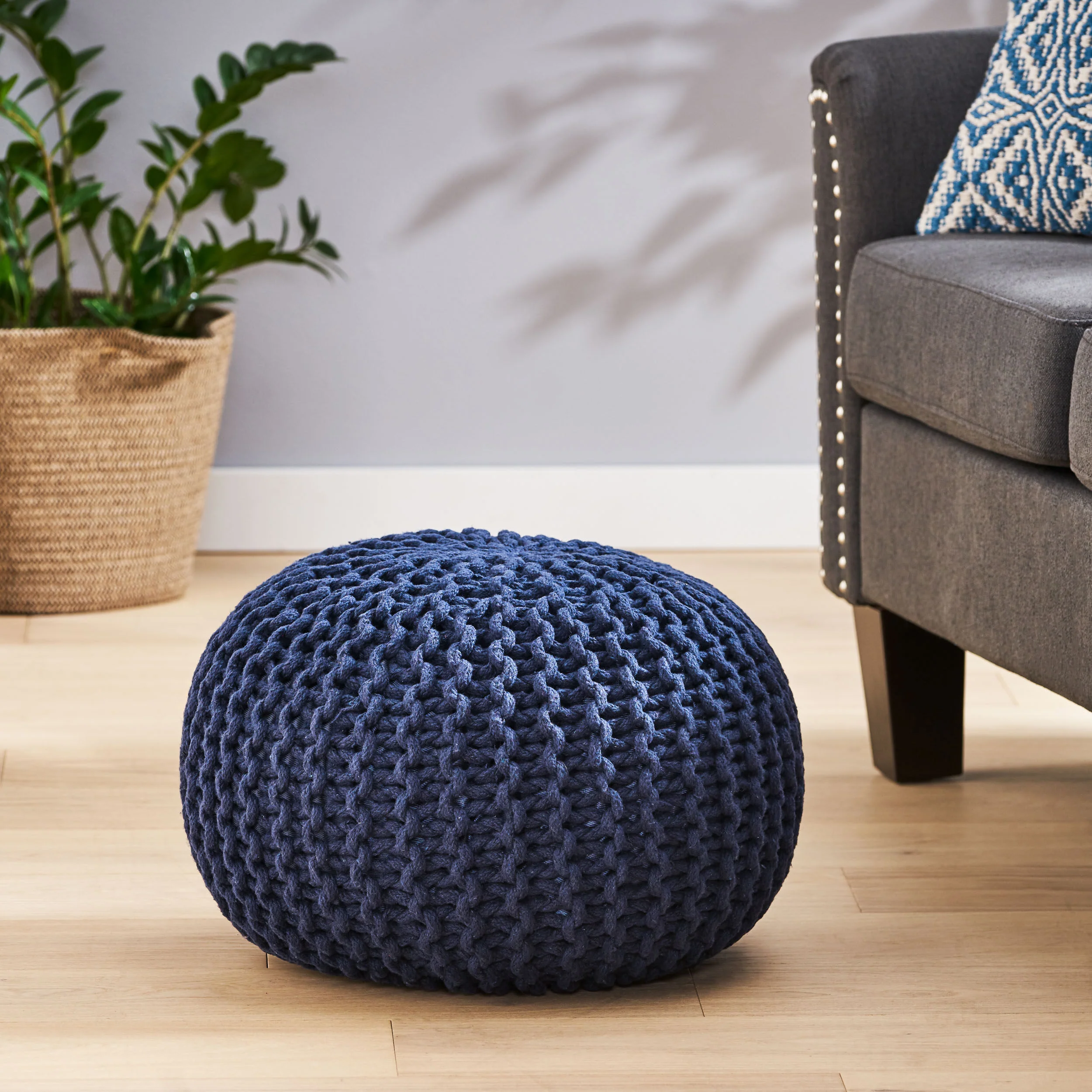 Poona Handcrafted Modern Cotton Pouf - furnishings