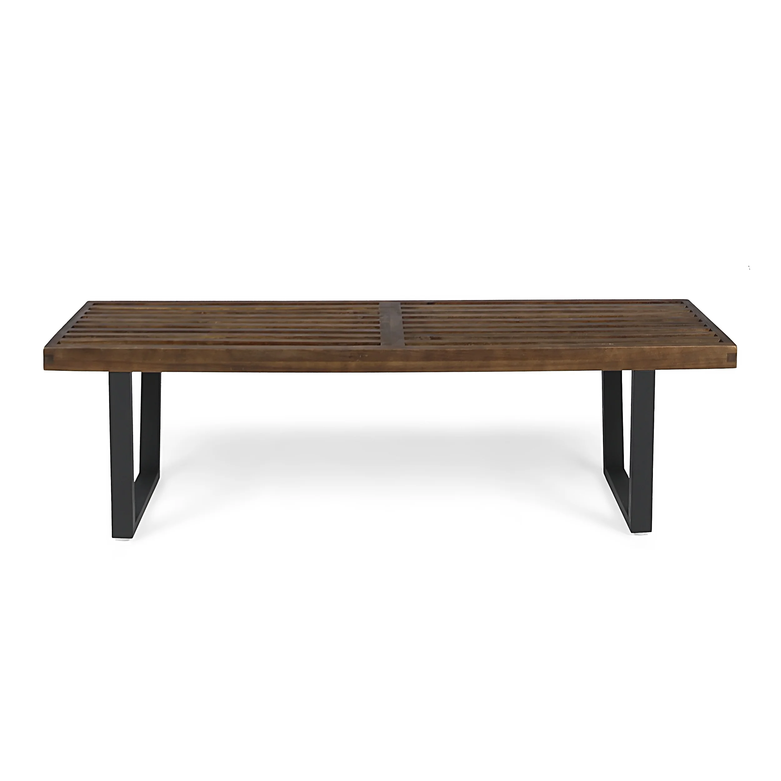 Joa Patio Dining Bench, Acacia Wood with Iron Legs, Modern, Contemporary - furnishings