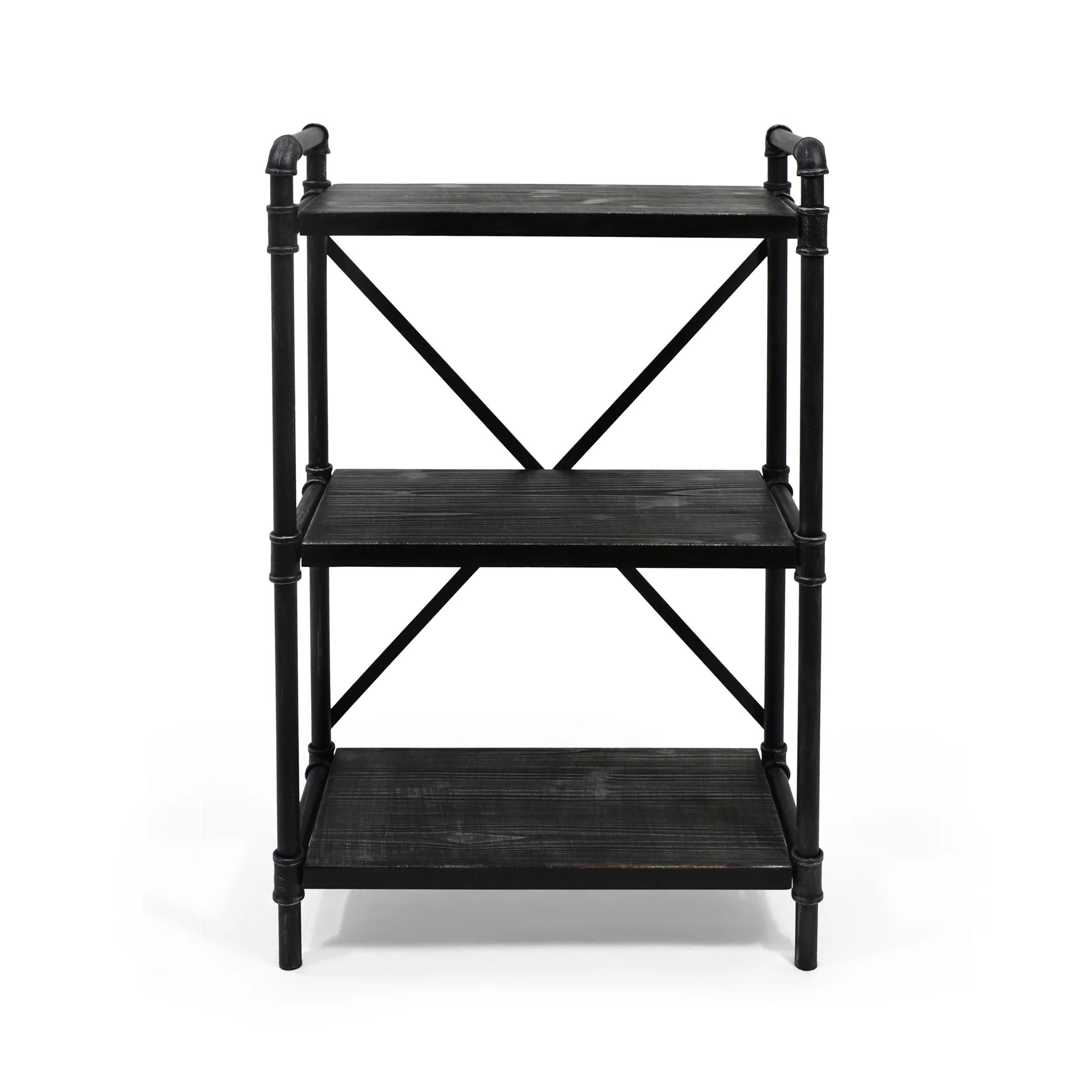 Bleckley Industrial Pipe Design 3-Shelf Etagere Bookcase - furnishings