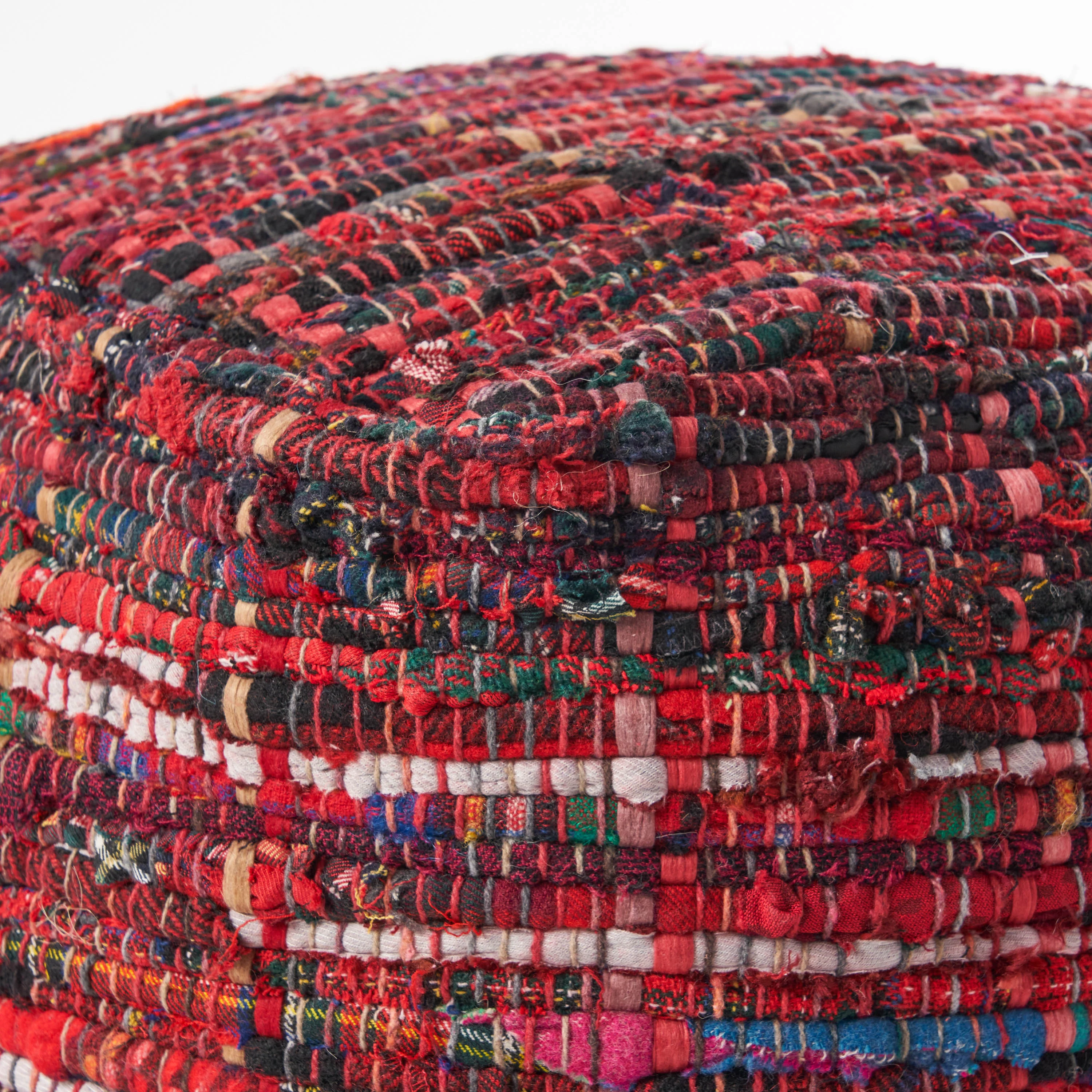 Kamil Handcrafted Boho Fabric Pouf - furnishings
