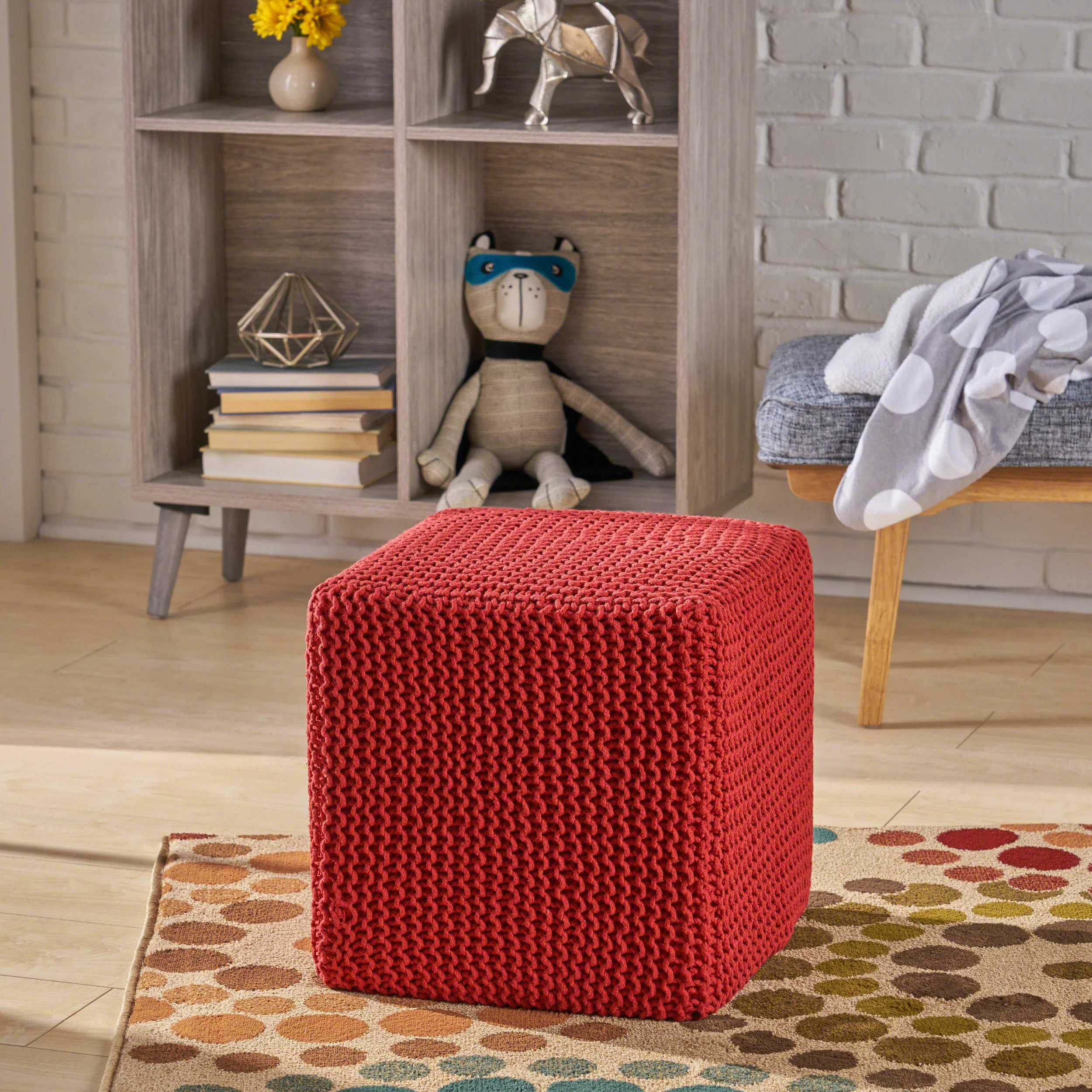 Scott Knitted Foot Stool - furnishings