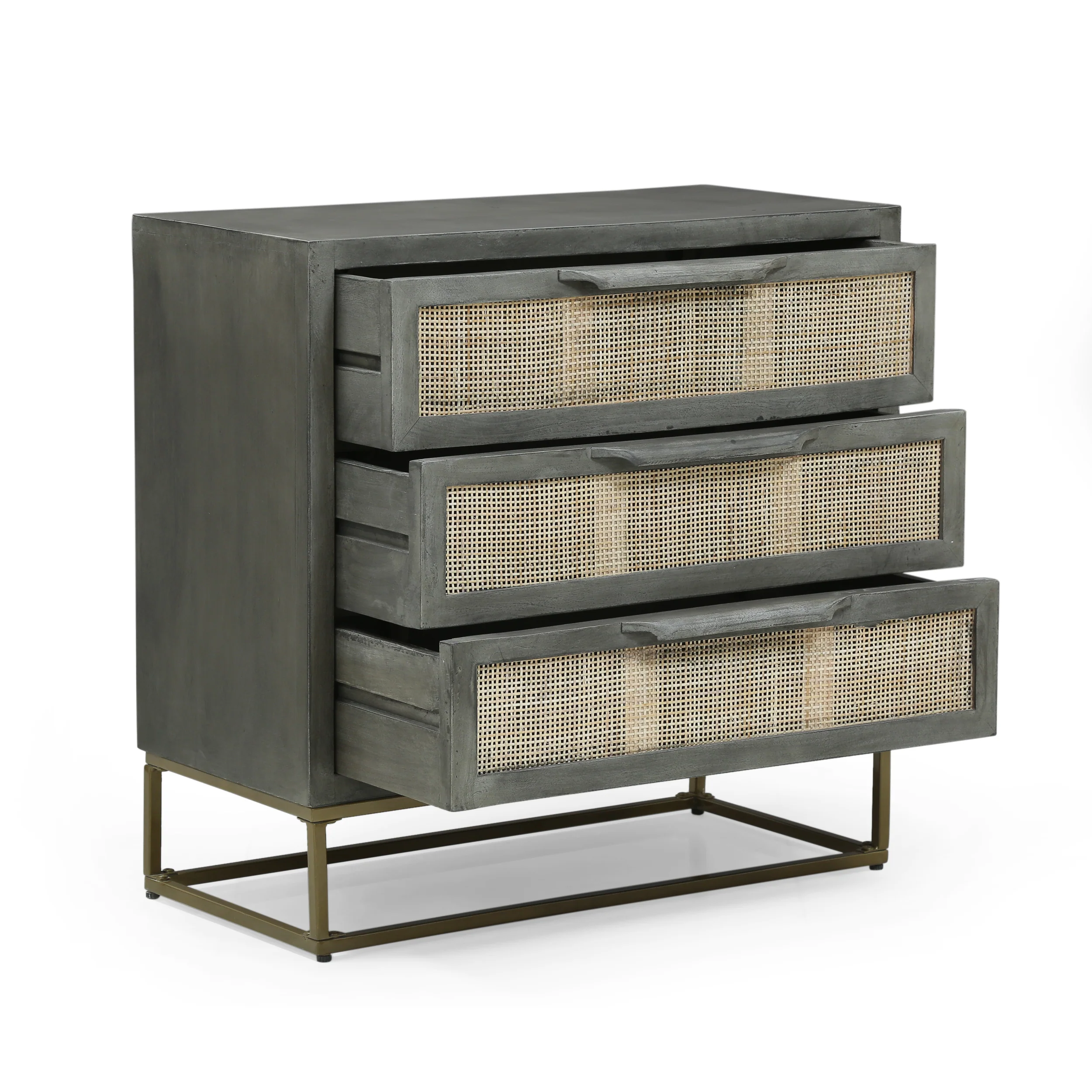 Lithonia Handcrafted Boho Mango Wood 3 Drawer Cabinet - furnishings