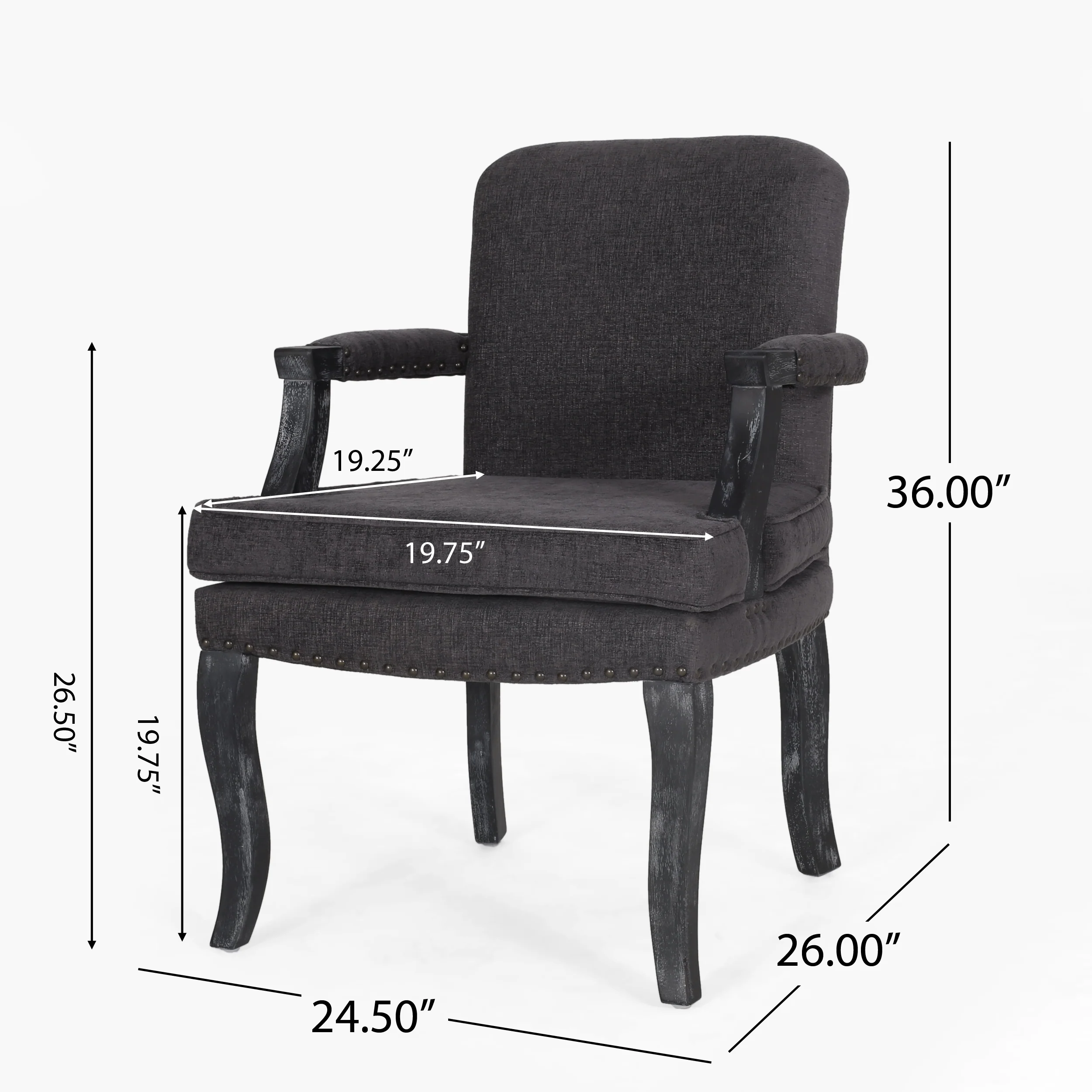 Tim French Country Dining Arm Chair with Nailhead Trim, Set of 2 - furnishings