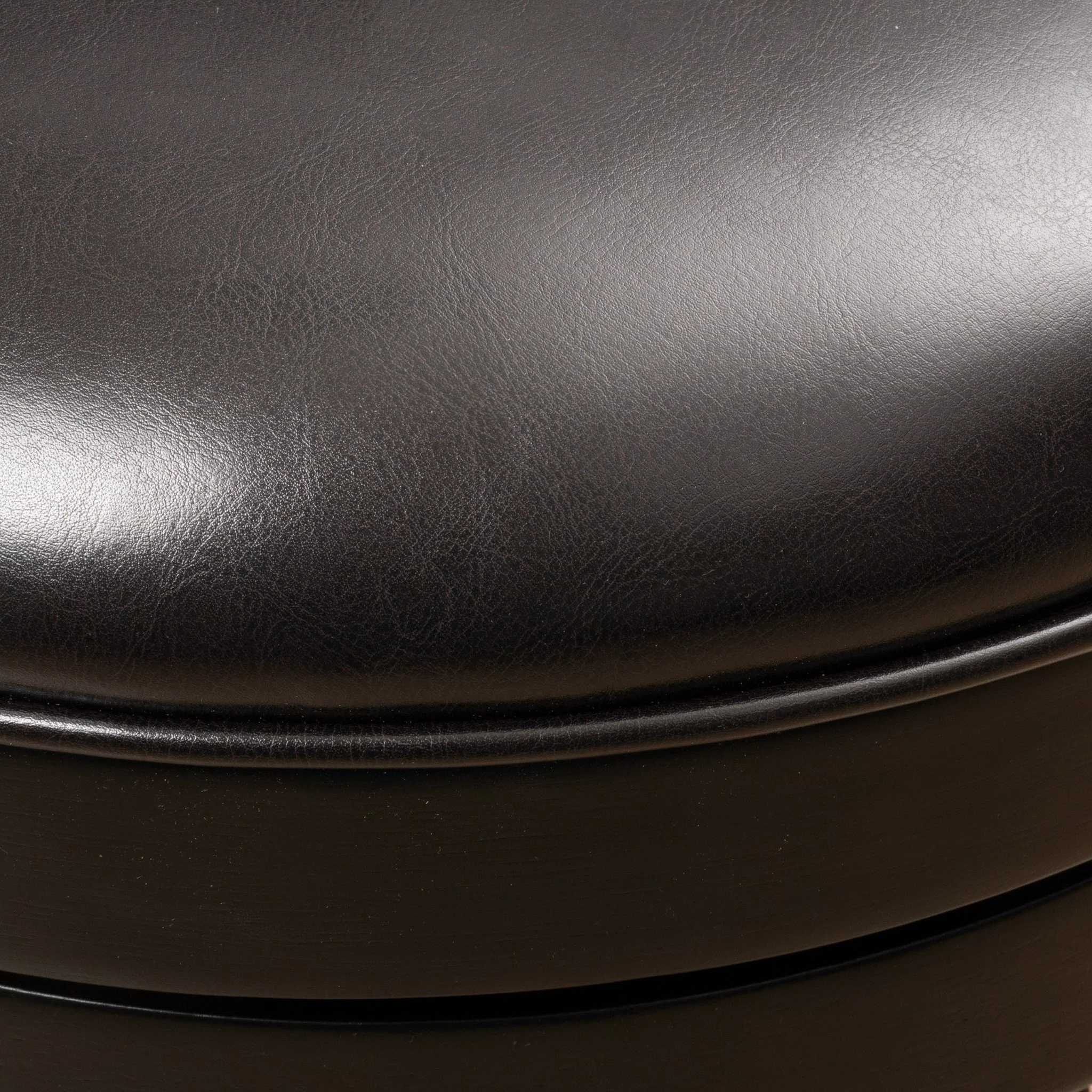 Traditional Upholstered Espresso Leather Swivel Backed Barstool with Wood Frame - furnishings