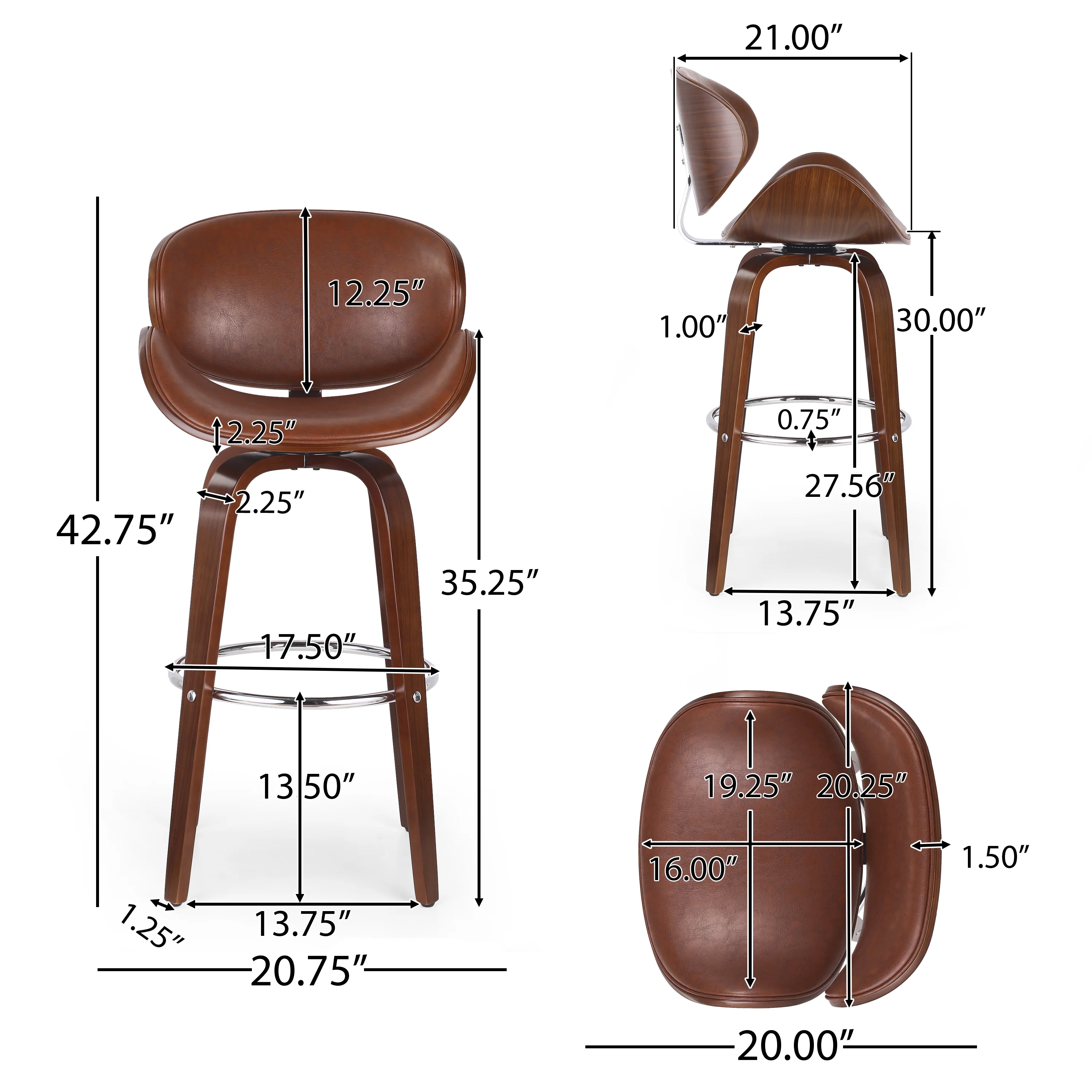 Candler Mid-Century Modern Upholstered Swivel Barstool - furnishings