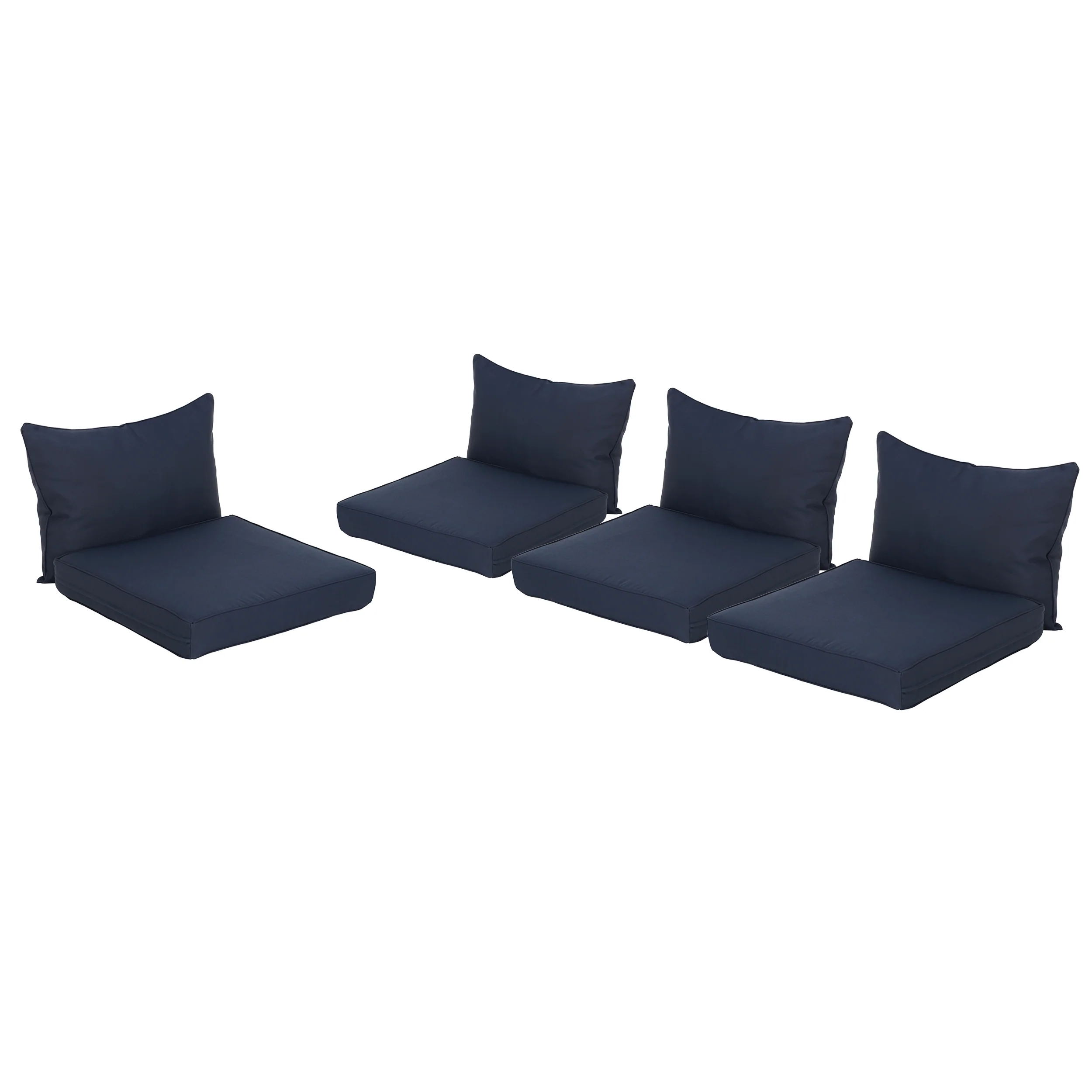 Luciella Outdoor Water Resistant Fabric Club Chair Cushions with Piping (Set of 4) - furnishings