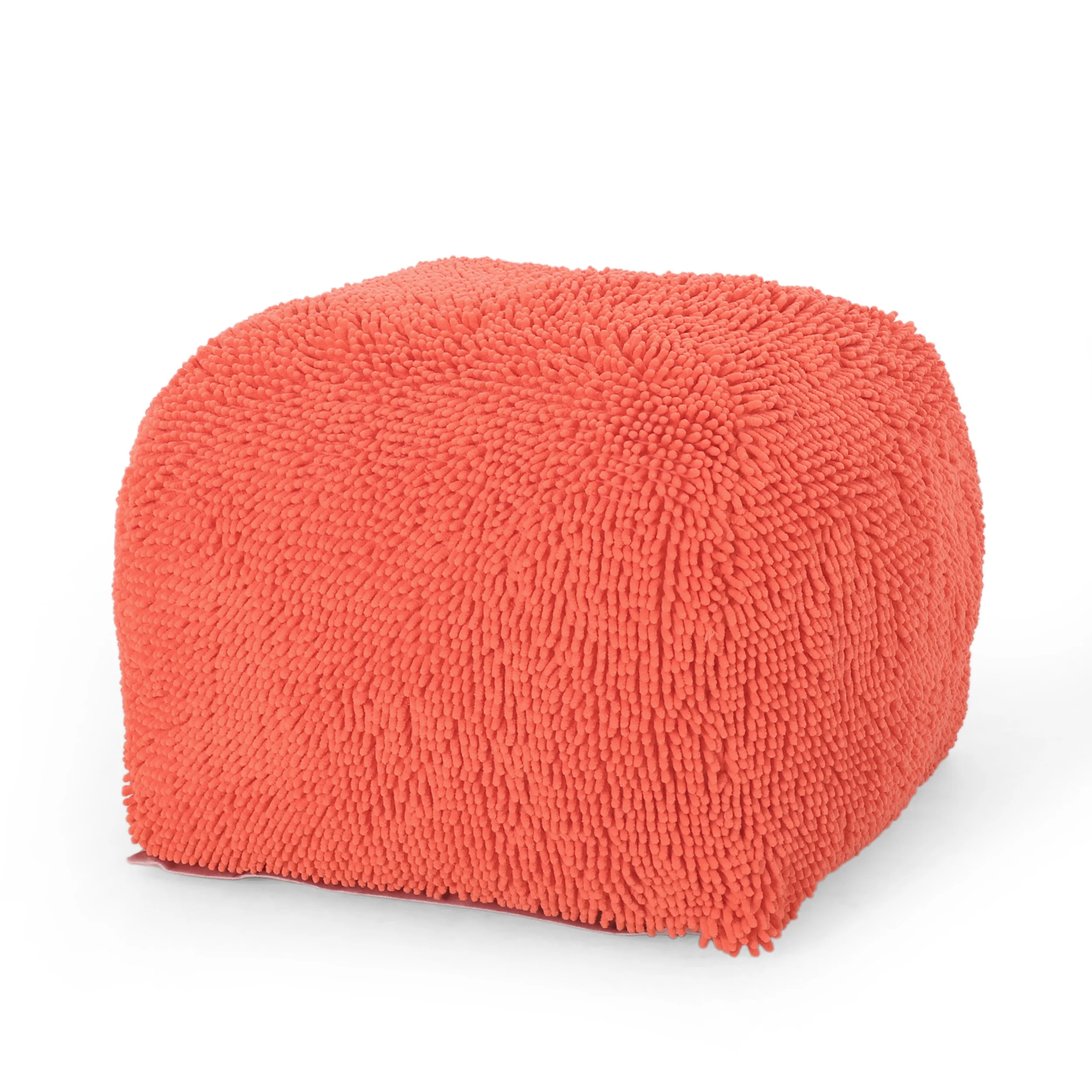 Statham Modern Microfiber Chenille Square Pouf - furnishings