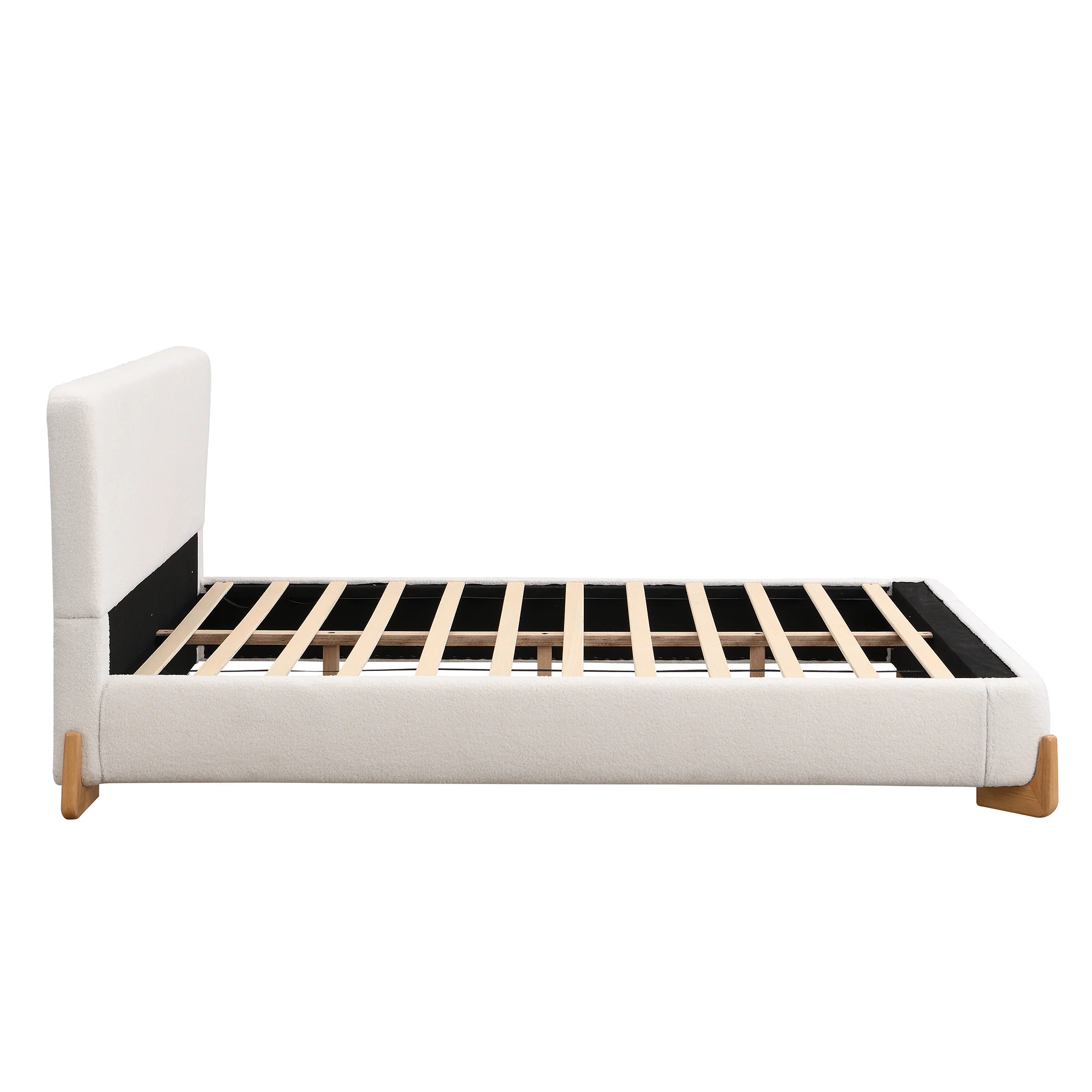 Eryndor Modern Upholstered Boucle Platform Bed with Headboard, Wood - furnishings