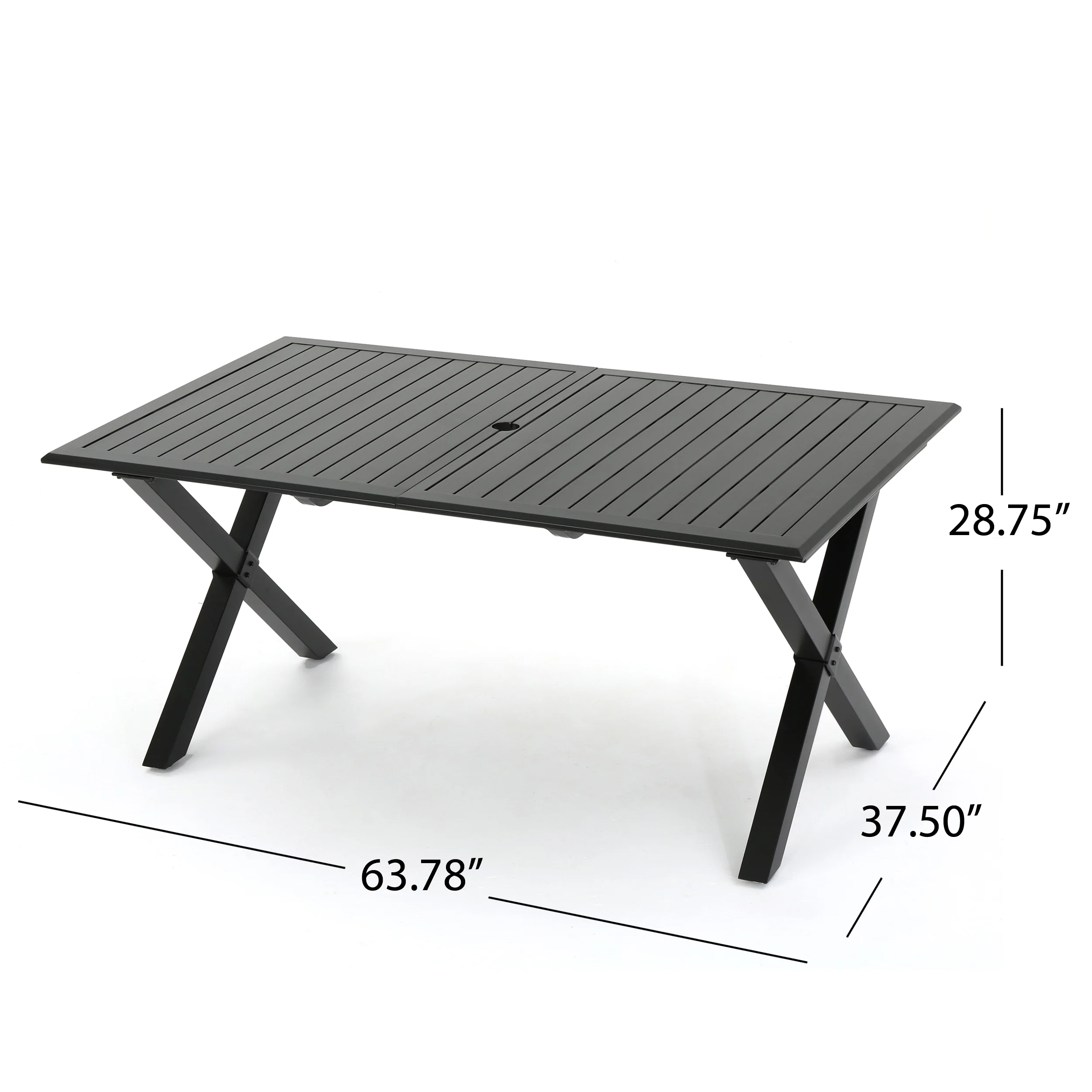 Layni Outdoor Modern 6 Seater Aluminum Dining Set with Expandable Table - furnishings