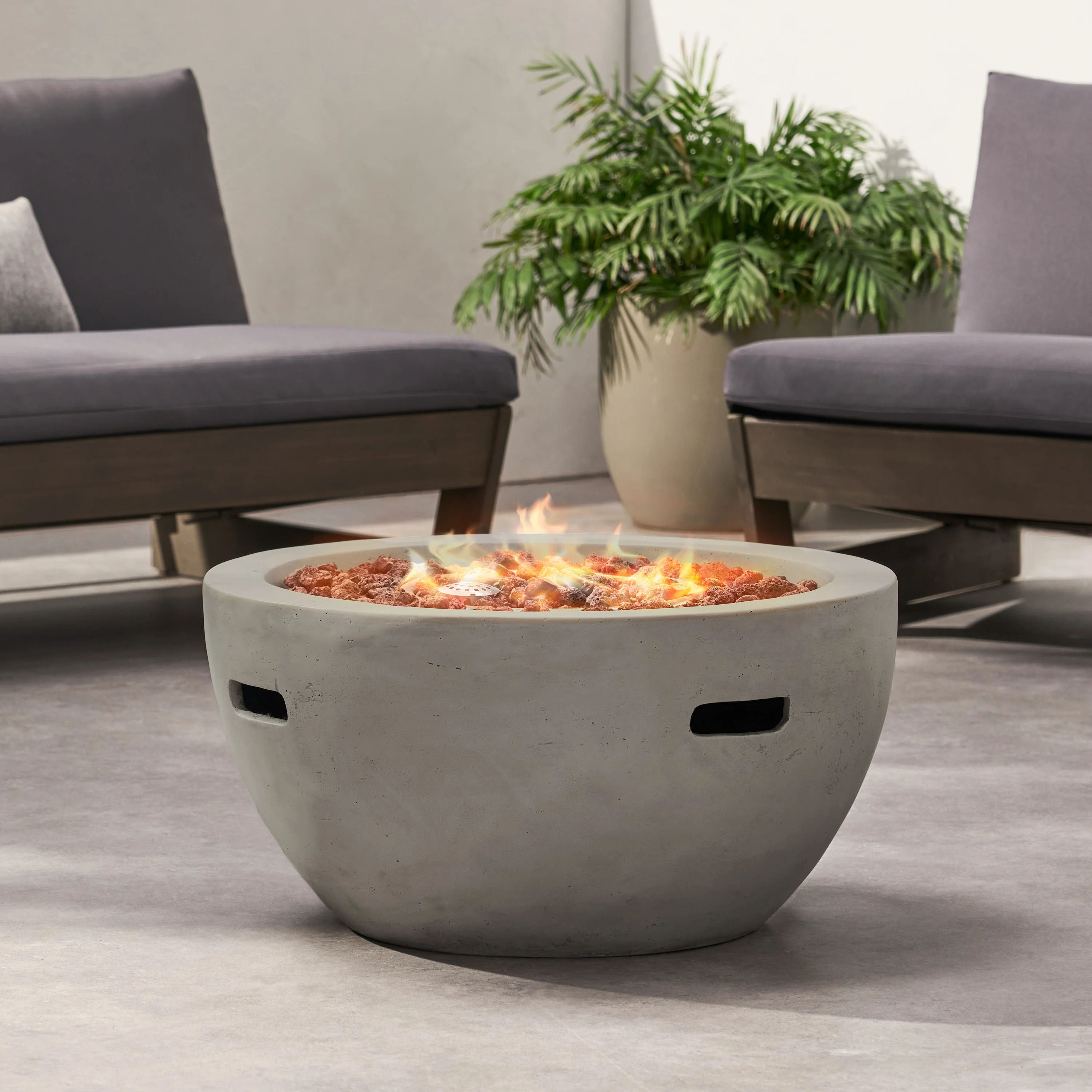 Toulouse Outdoor 40,000 BTU Lightweight Concrete Fire Pit Bowl (No Tank Holder) - furnishings