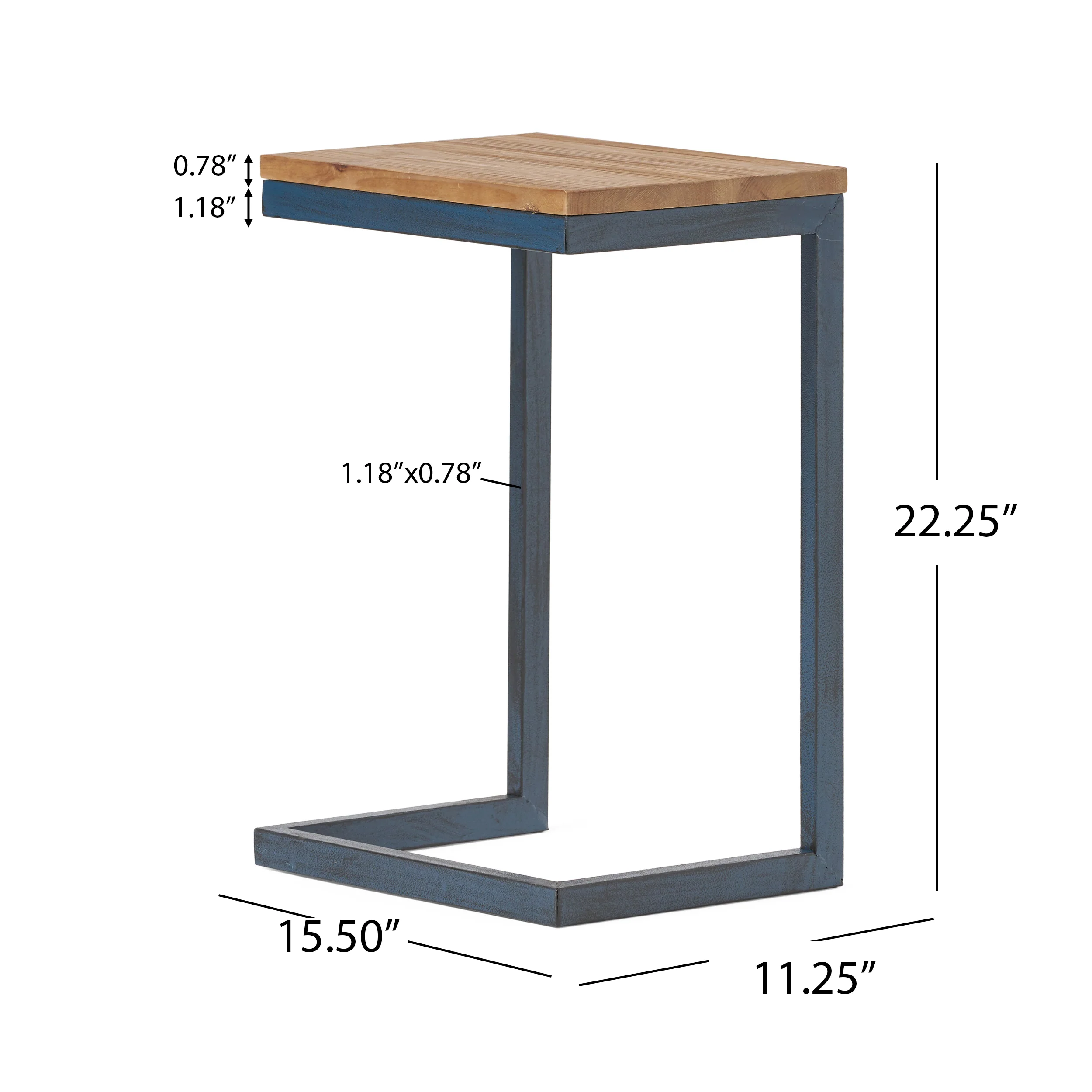 Ramona Modern Industrial Firwood C-Shaped Accent Side Table with Iron Frame - furnishings