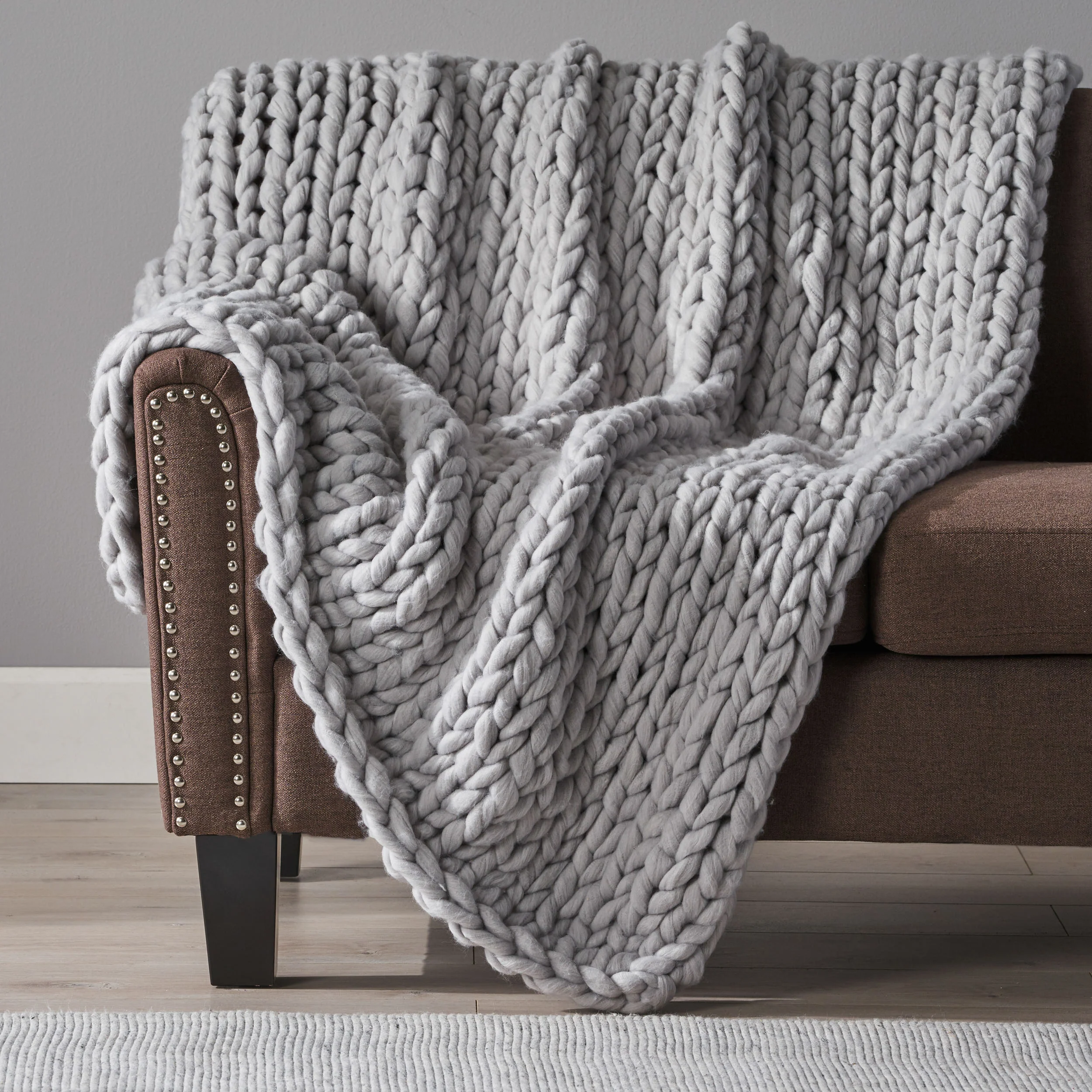 Jacqueline Modern Knit Stitch Fabric Rectangle Throw Blanket - furnishings