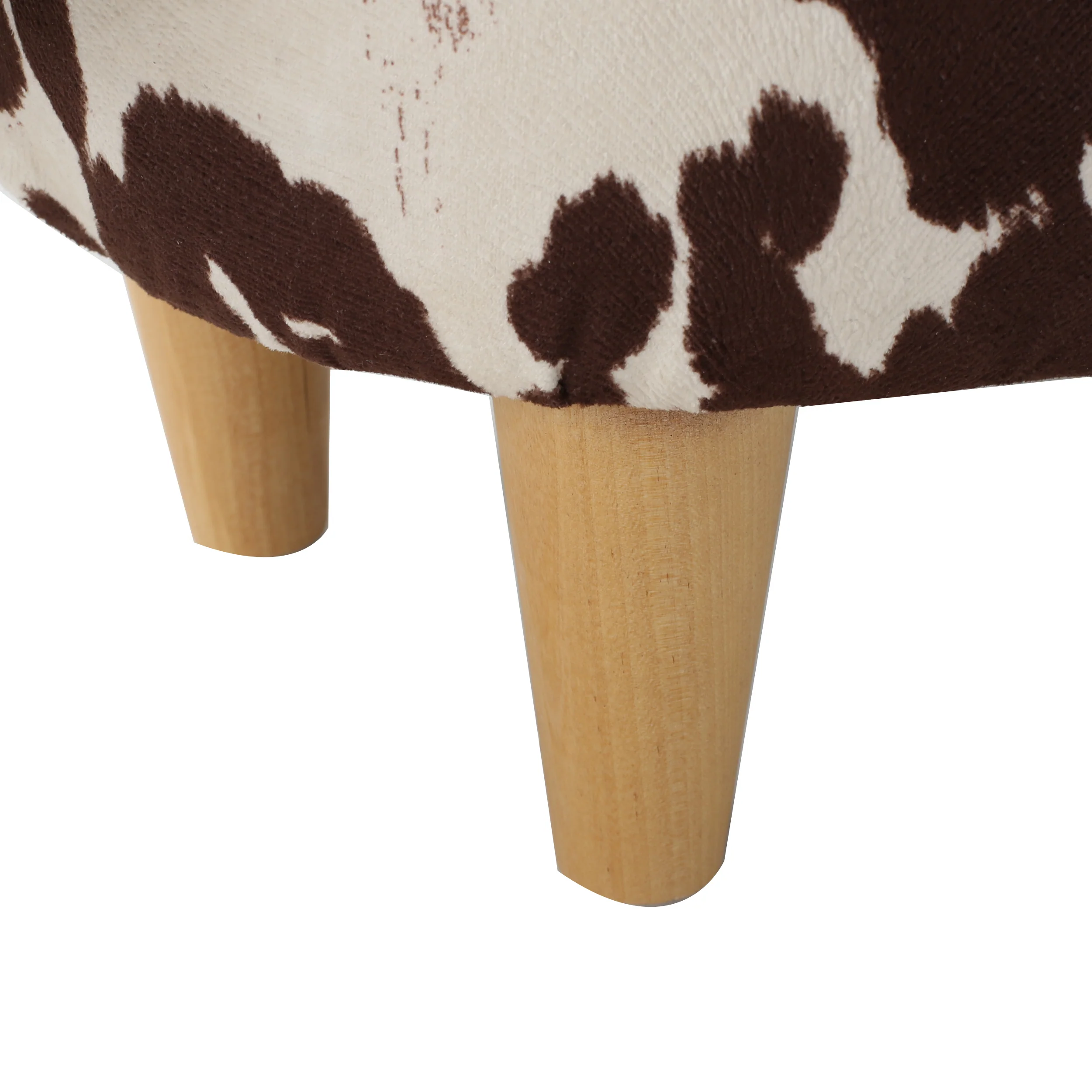 Bertha Milk Cow Patterned Velvet Ottoman - furnishings