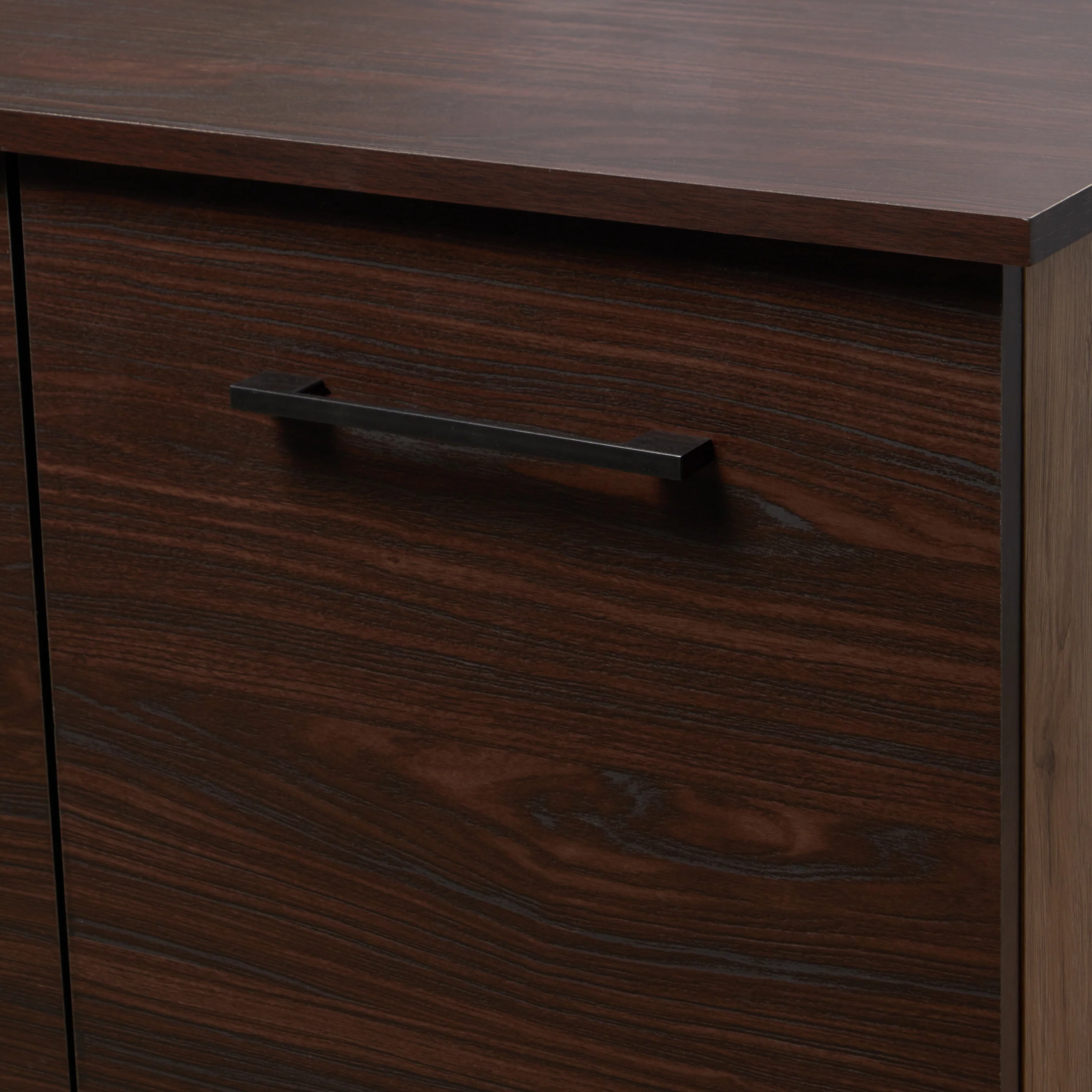 Willson Modern 3-Shelf Walnut Finished Faux Wood Cabinet with Oak Accent - furnishings