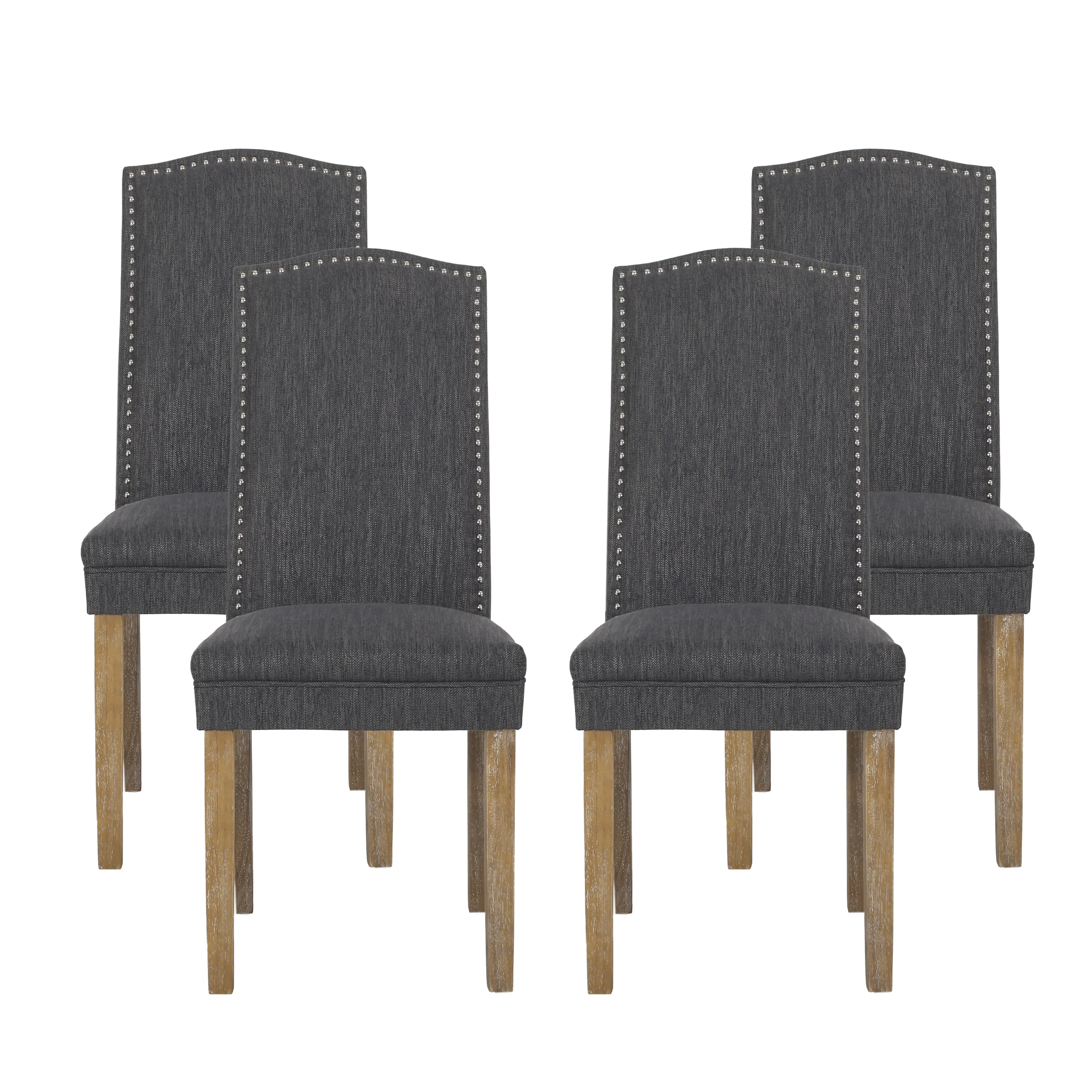 Geromin Contemporary Fabric Dining Chairs with Nailhead Trim, Set of 4 - furnishings