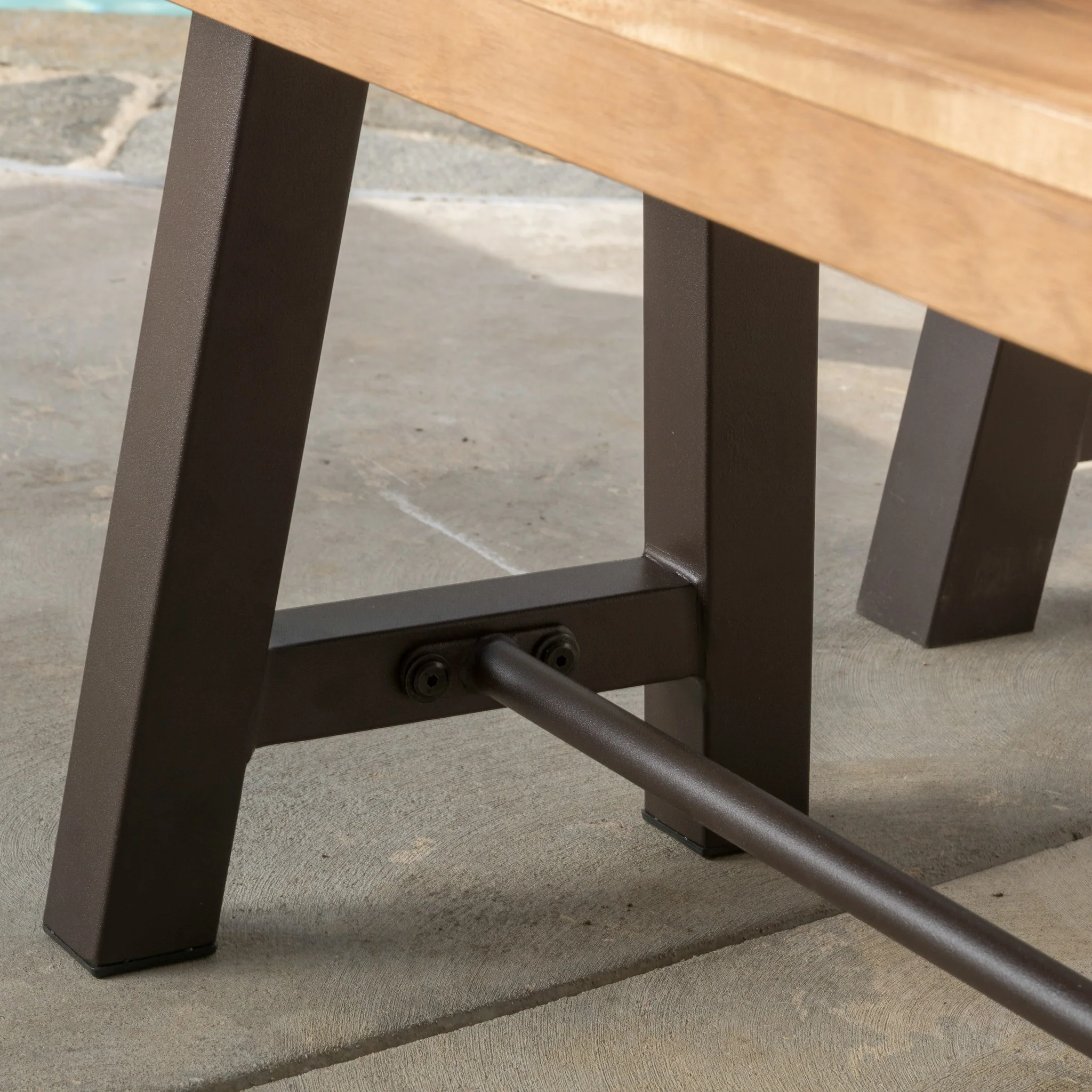 Rosario Rustic Industrial Outdoor Teak Finish Acacia Wood Picnic Dining Set - furnishings
