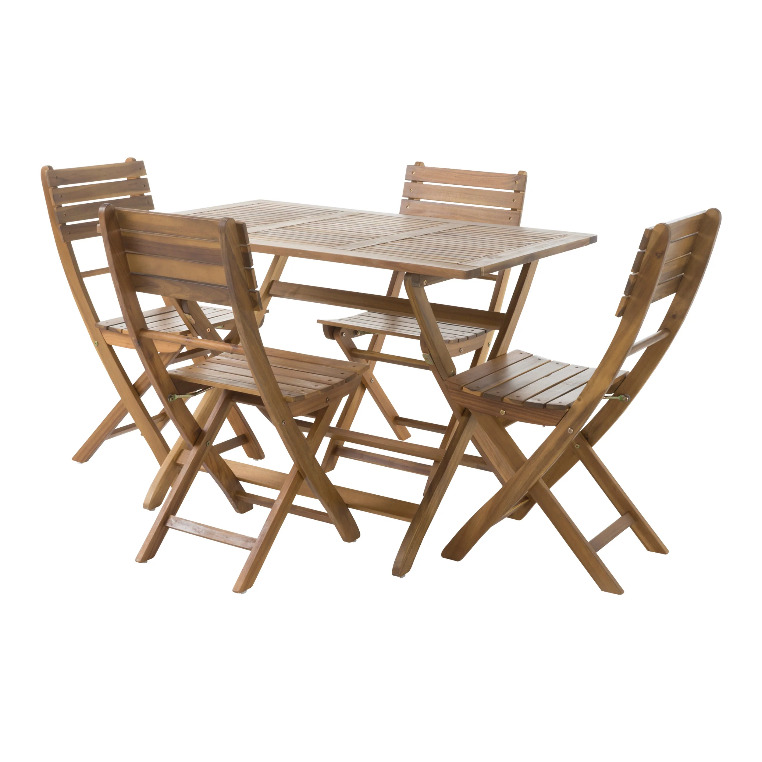 Vicaro Outdoor Natural Finish Acacia Wood Foldable Dining Set - furnishings