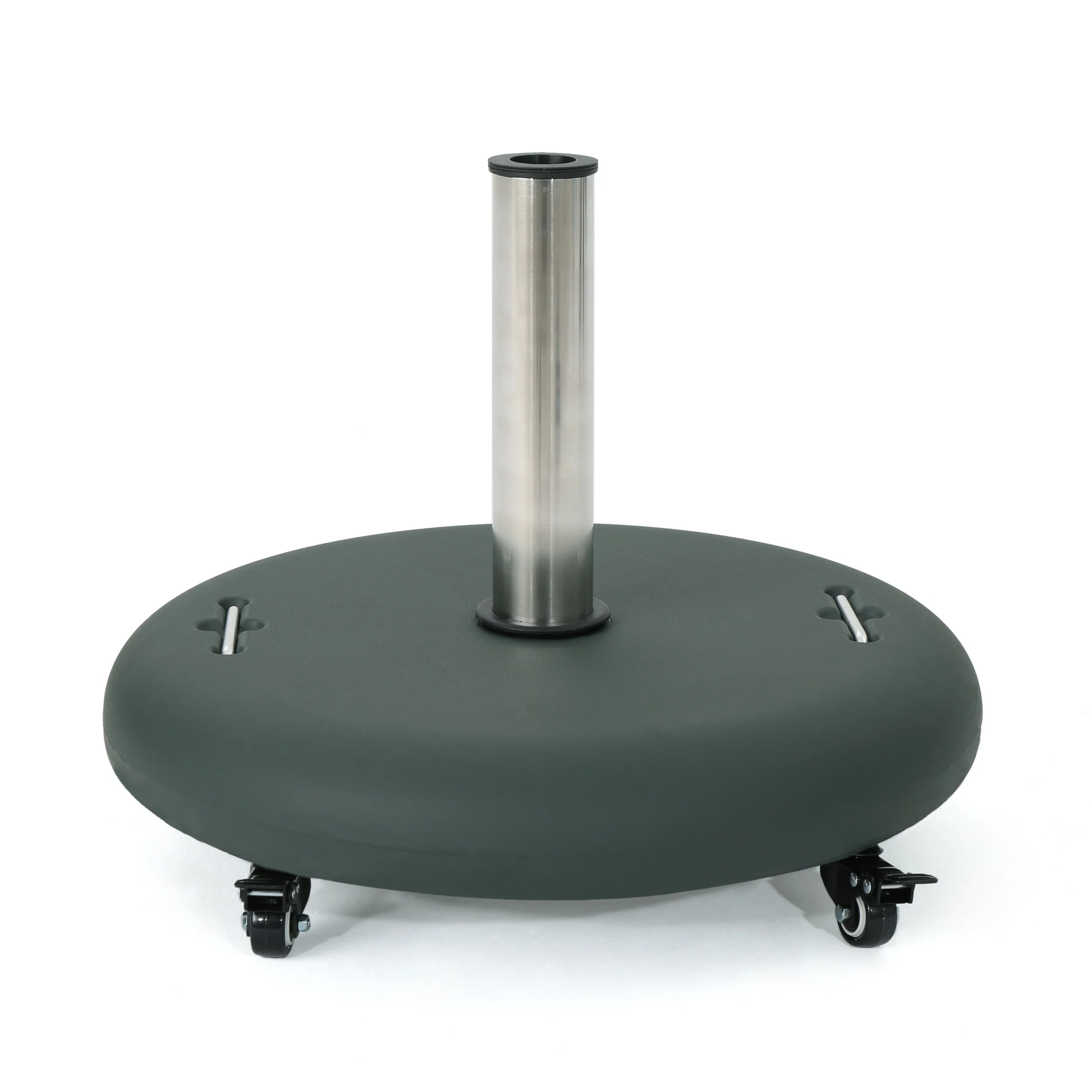 Louise Outdoor Concrete Circular 80lb Umbrella Base with Steel Umbrella Holder - furnishings