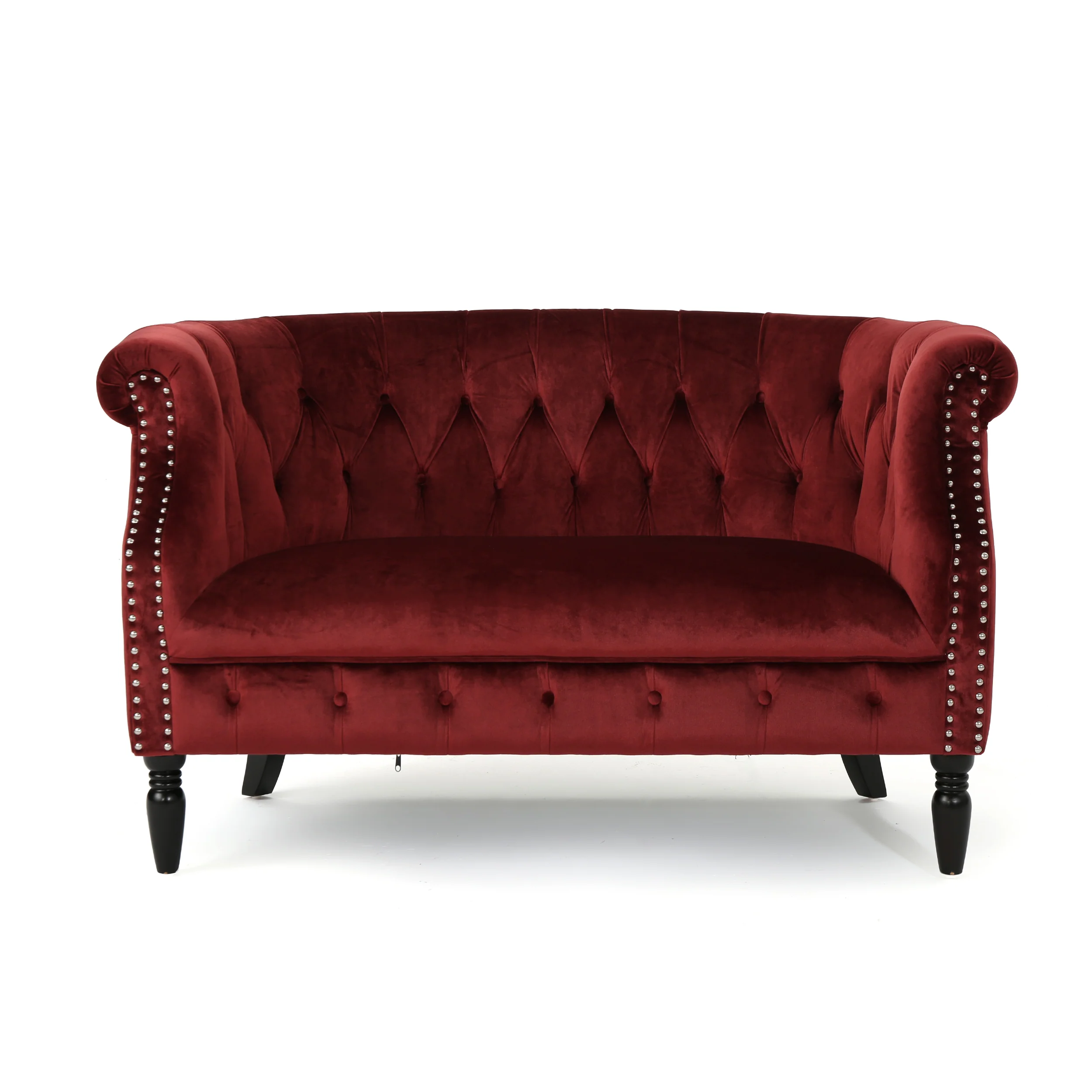 Melaina Tufted Scroll Arm New Velvet Loveseat - furnishings