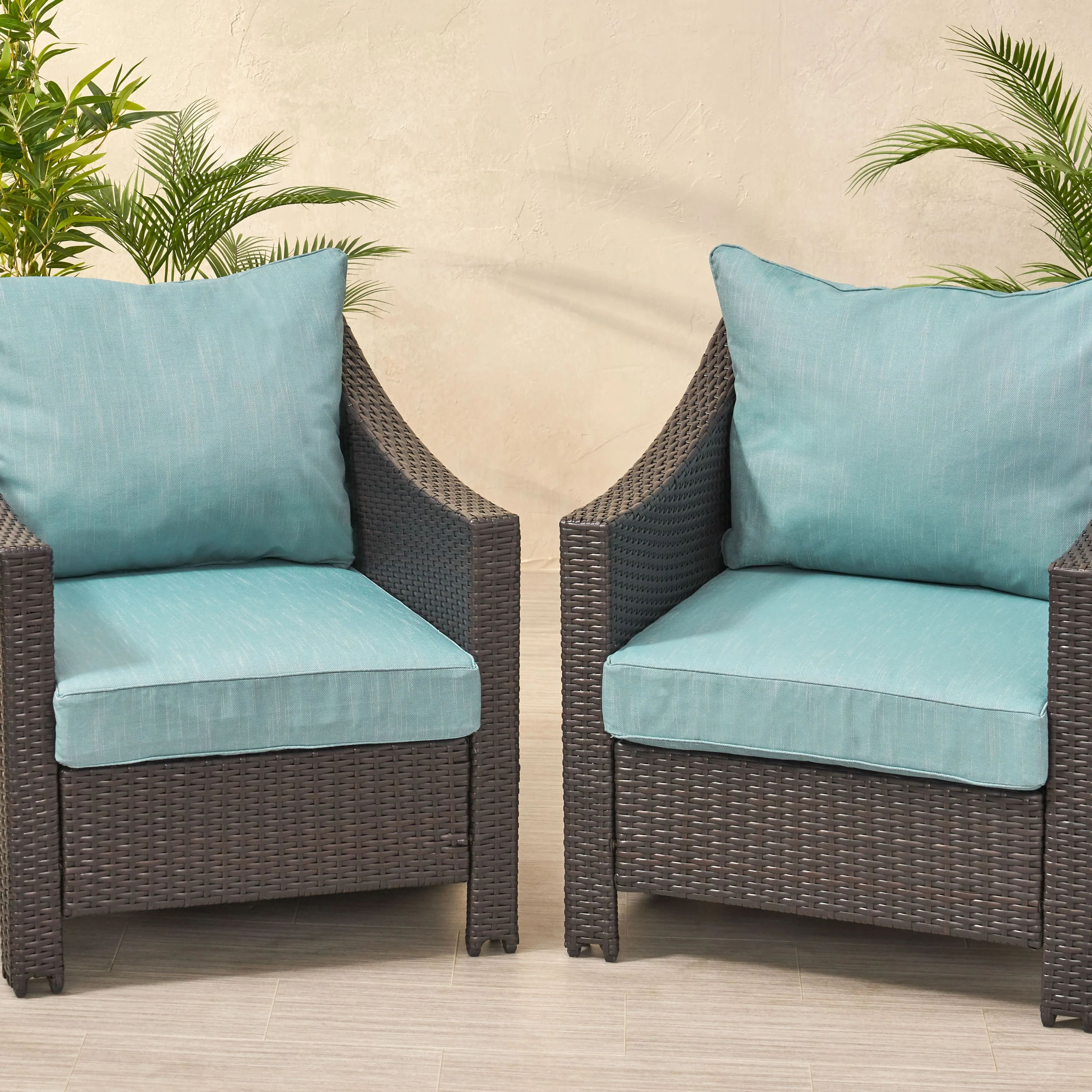 Luciella Outdoor Water Resistant Fabric Club Chair Cushions with Piping (Set of 2) - furnishings