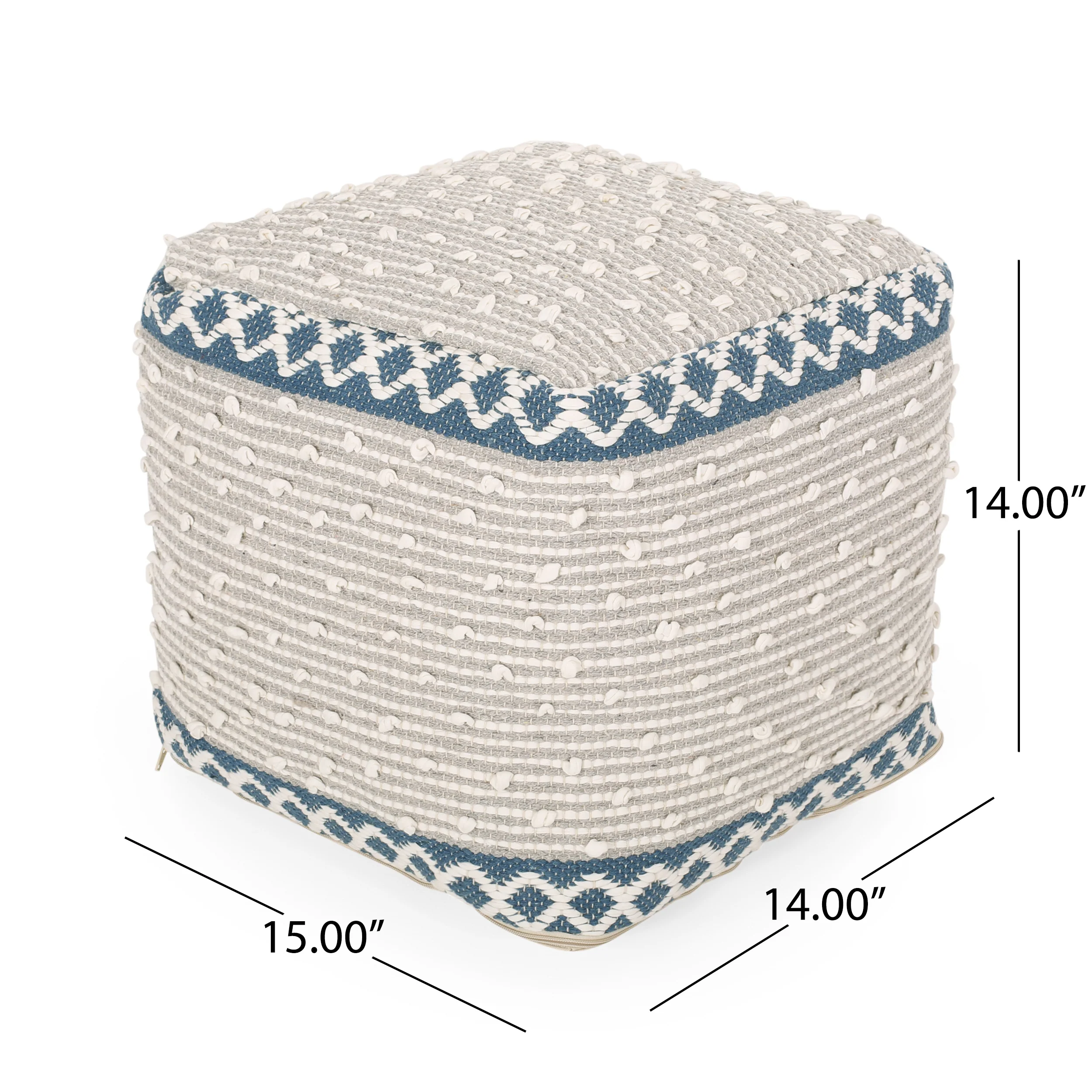 Amiyrah Hand-Crafted Cotton Cube Pouf - furnishings