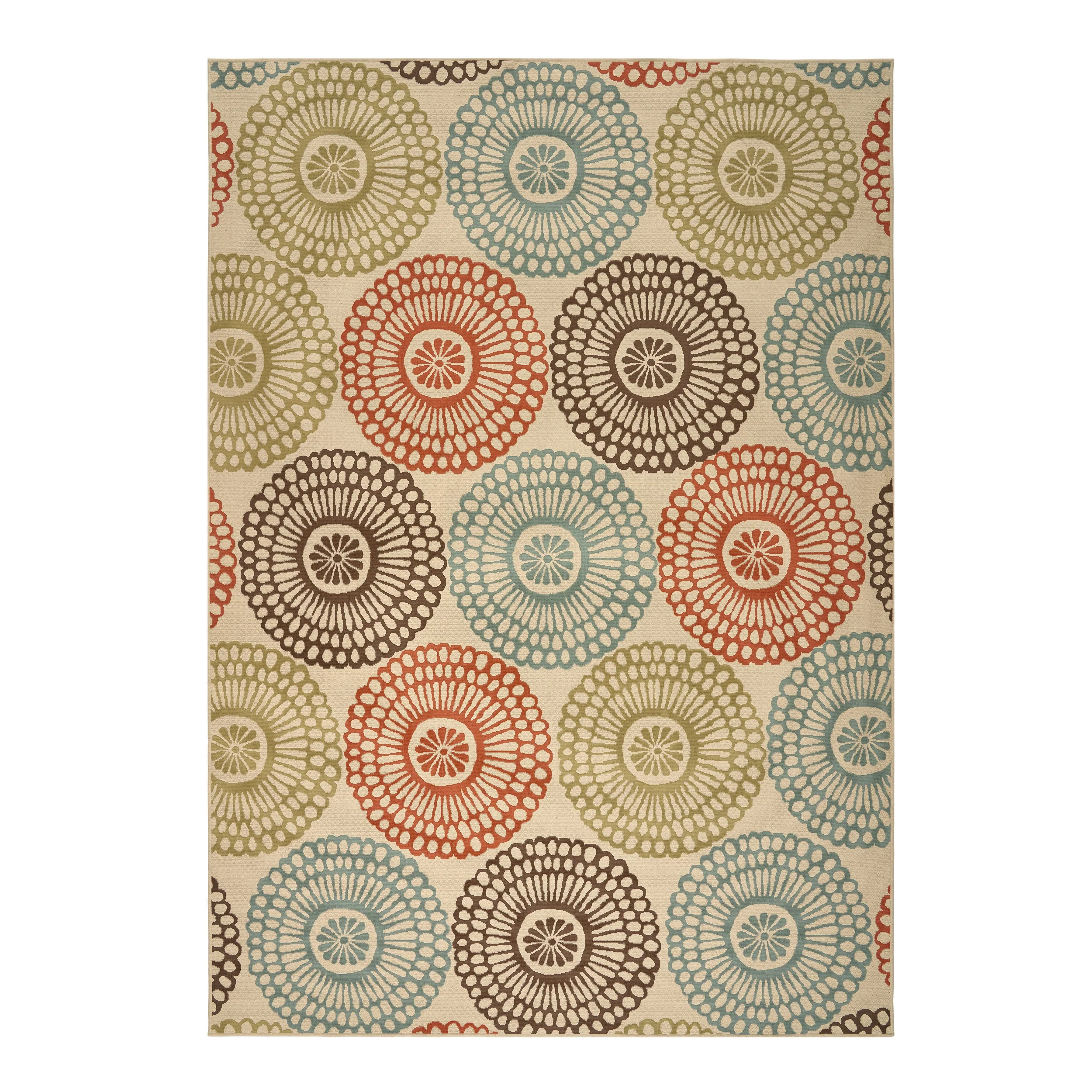 Pine Indoor/Outdoor Floral Area Rug, Beige and Multicolored - furnishings