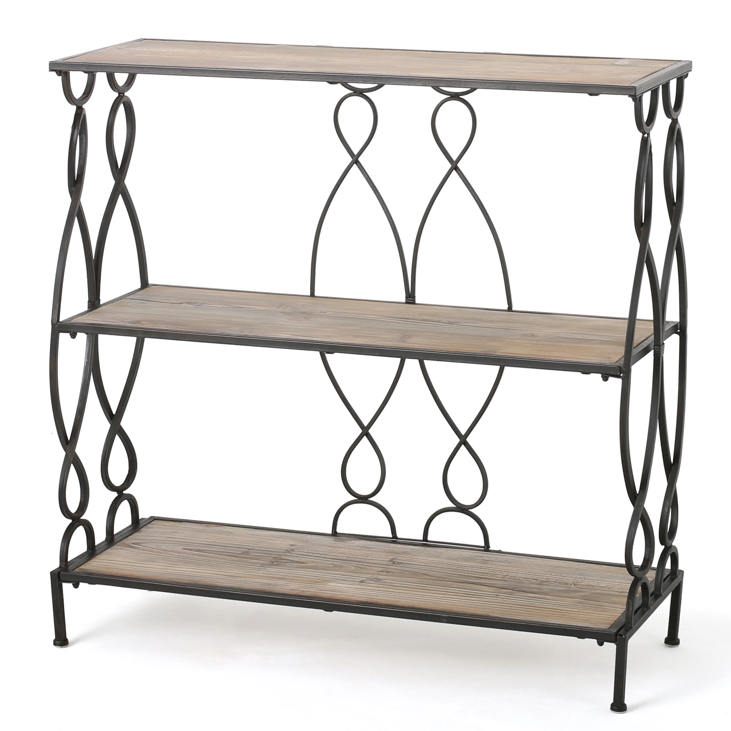 Varcan Modern Industrial 2 Shelf Firwood Bookcase - furnishings