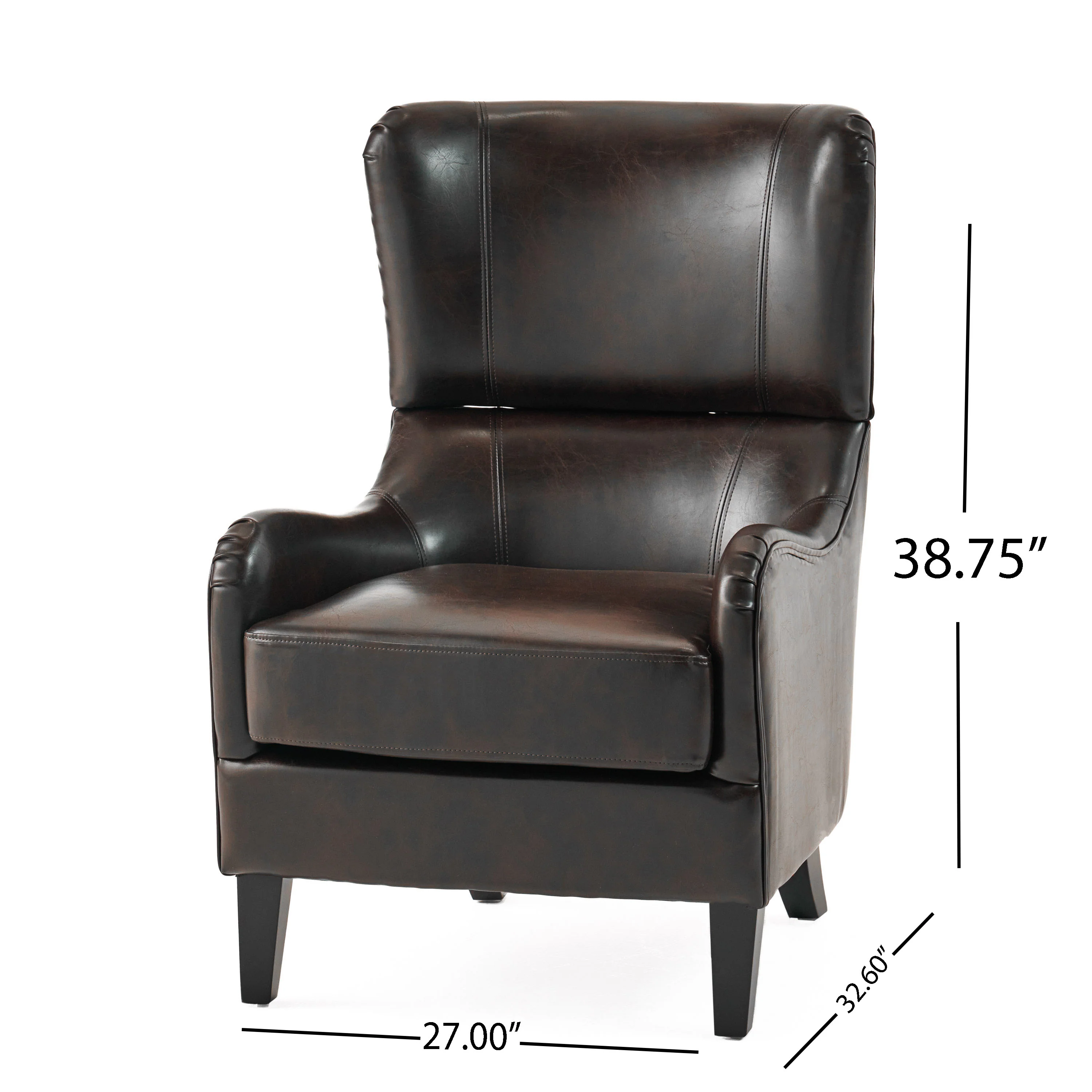 Alden Leather High Back Wingback Armchair - furnishings