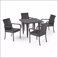 Bannon Outdoor Contemporary 4 Seater Wicker Dining Set - furnishings
