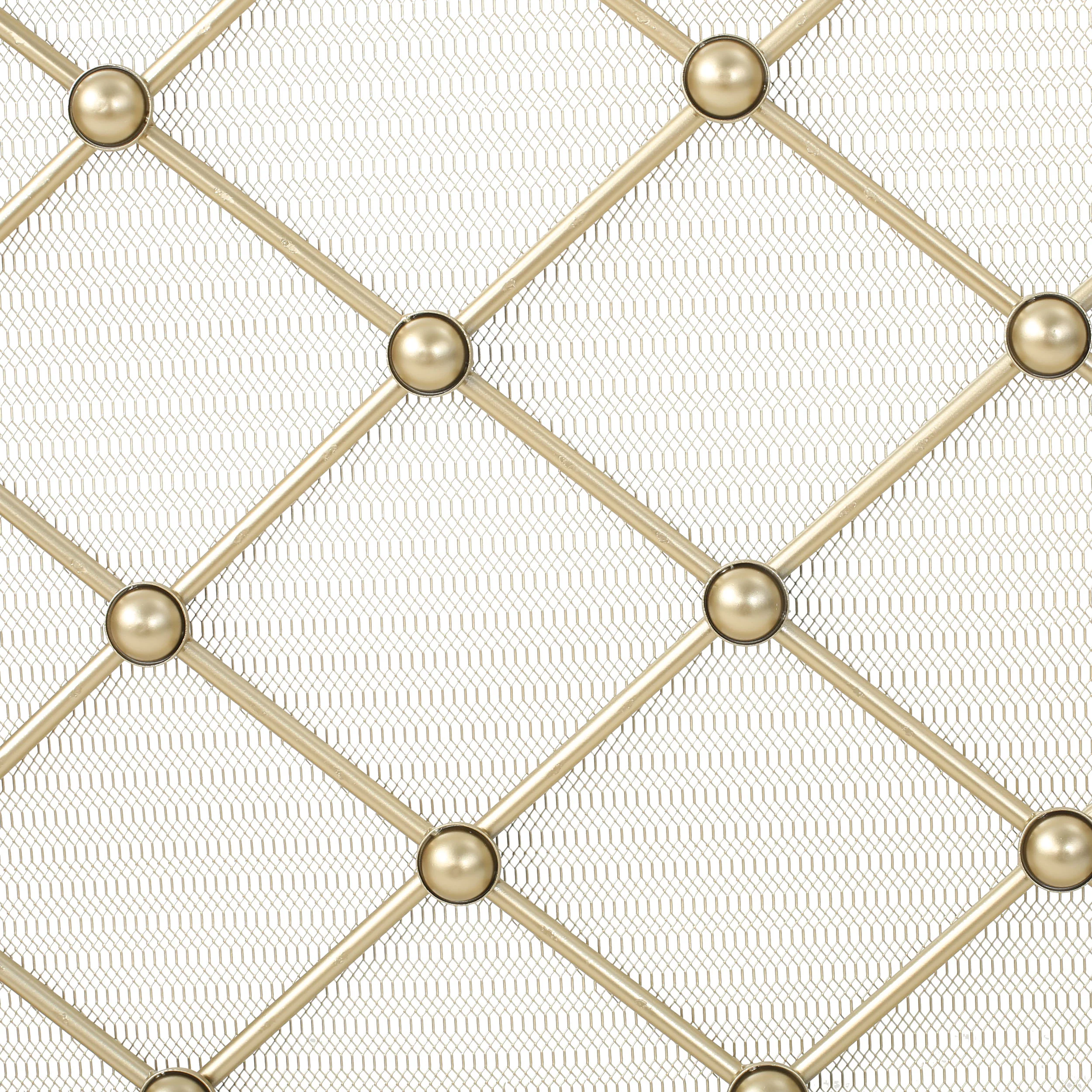Chamberlain Modern 3-Panel Diamond Pattern Iron Fireplace Screen - furnishings