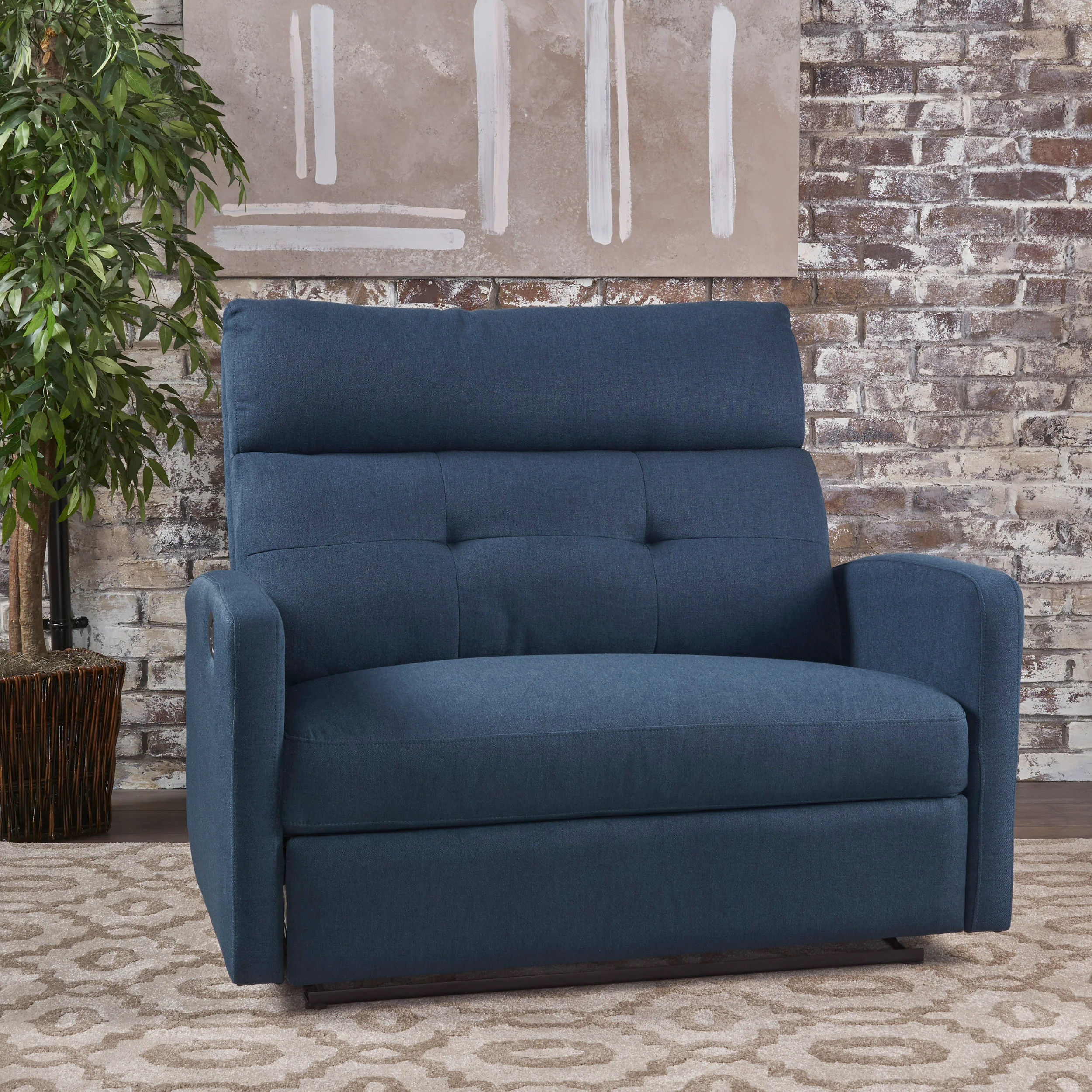 Hana Plush Cushion Tufted Back Microfiber Loveseat Recliner - furnishings