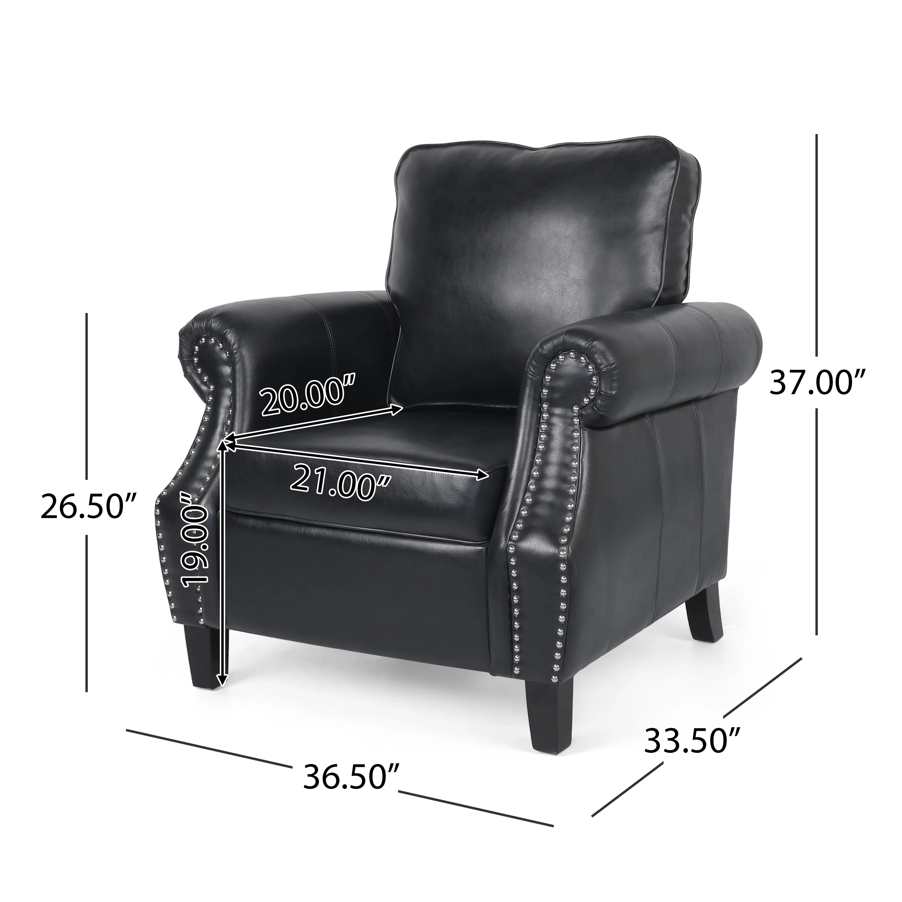 Burkehaven Contemporary Faux Leather Club Chair with Nailhead Trim - furnishings