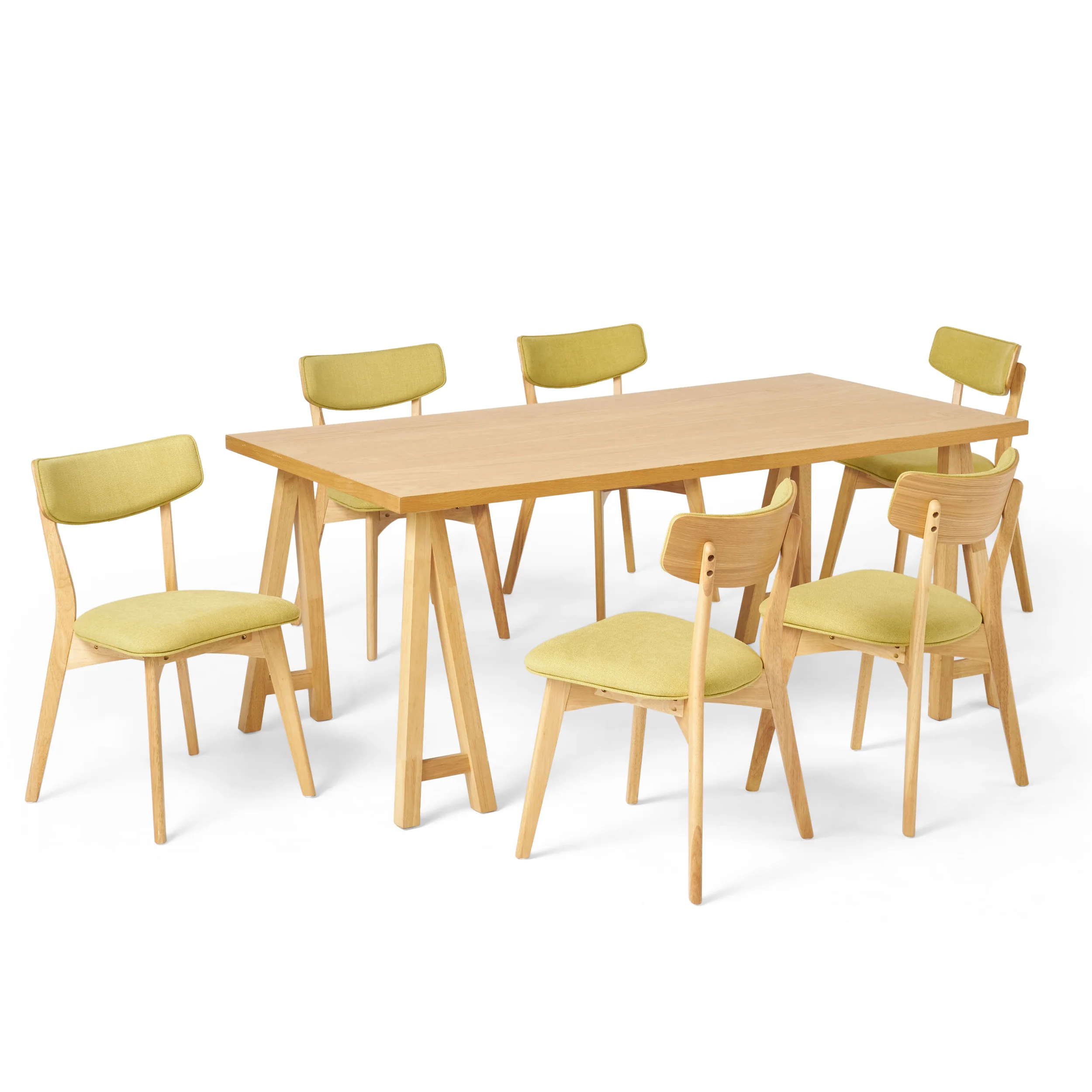Turat Mid-Century Modern 7 Piece Dining Set with A-Frame Table - furnishings