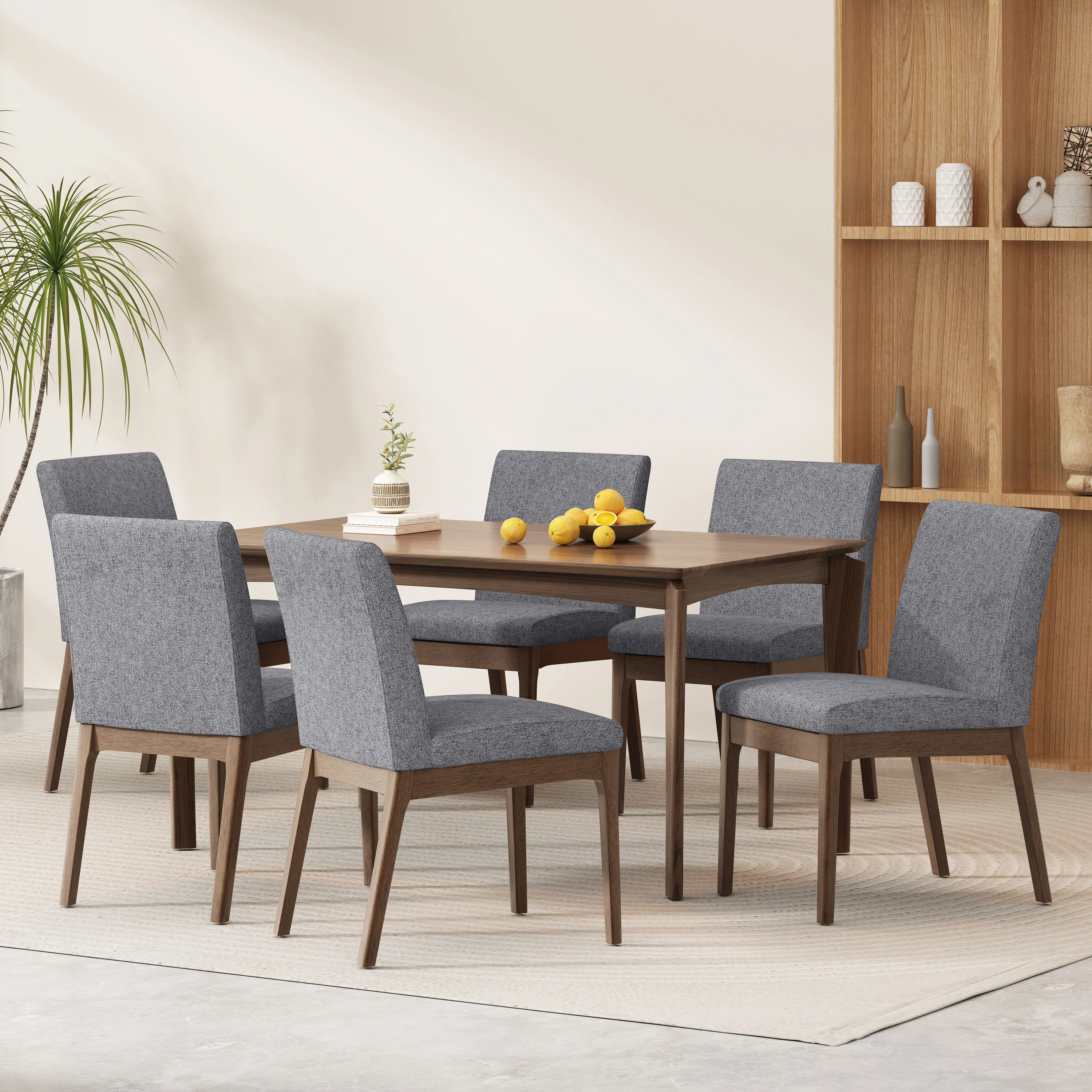 Ballantrae Wood and Fabric 7 Piece Dining Set - furnishings