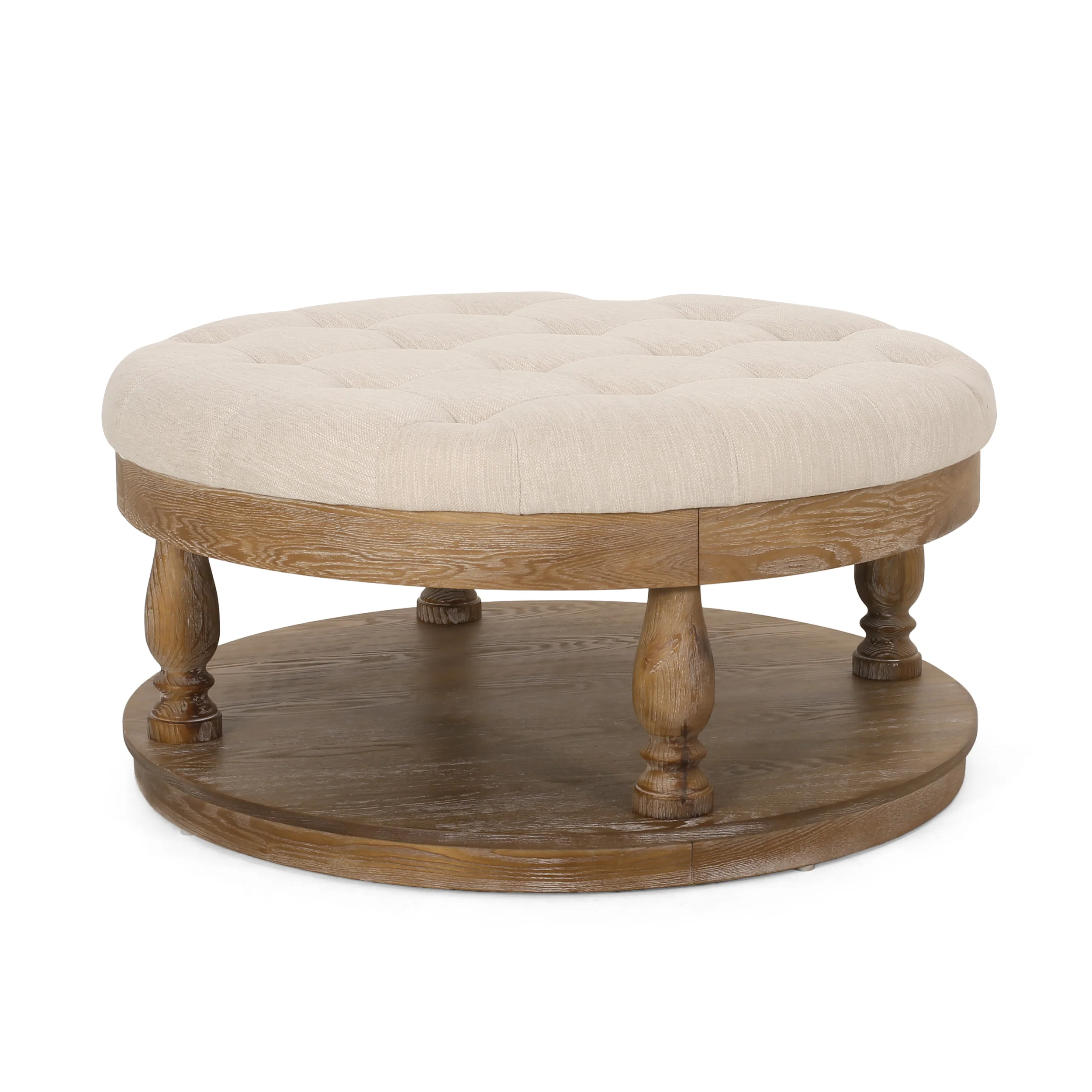 Andrue Contemporary Upholstered Round Ottoman - furnishings